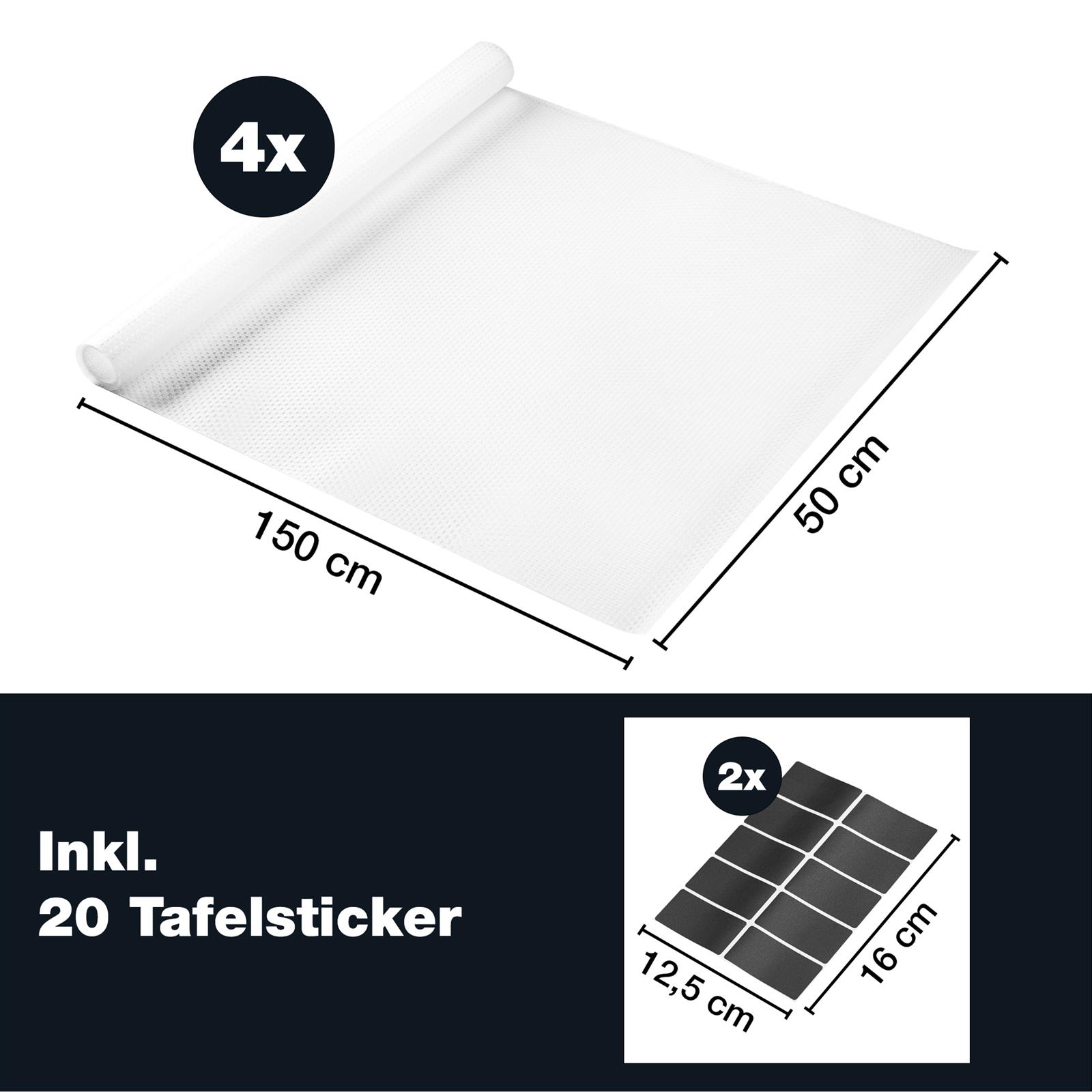 Schubladenmatte 4er Set für rutschfeste Ordnung und Schutz in Schubladen Aufbewahrungsmatte für Schubladen im 4er-Set, ideal zur Ordnung und Schutz in Küchenschubladen. Transparentes Design ermöglicht einfache Sichtbarkeit von Utensilien. Rutschfeste Oberfläche verhindert Verrutschen von Besteck und anderen Gegenständen. Robus