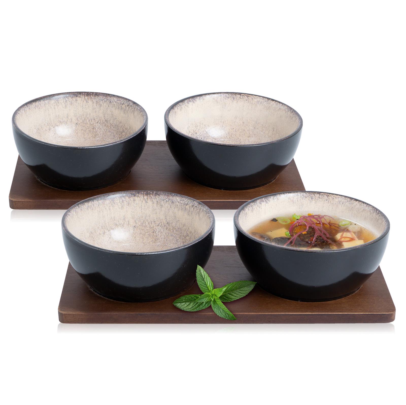 Miso Schalen 4er Set inkl. Untersetzer beige