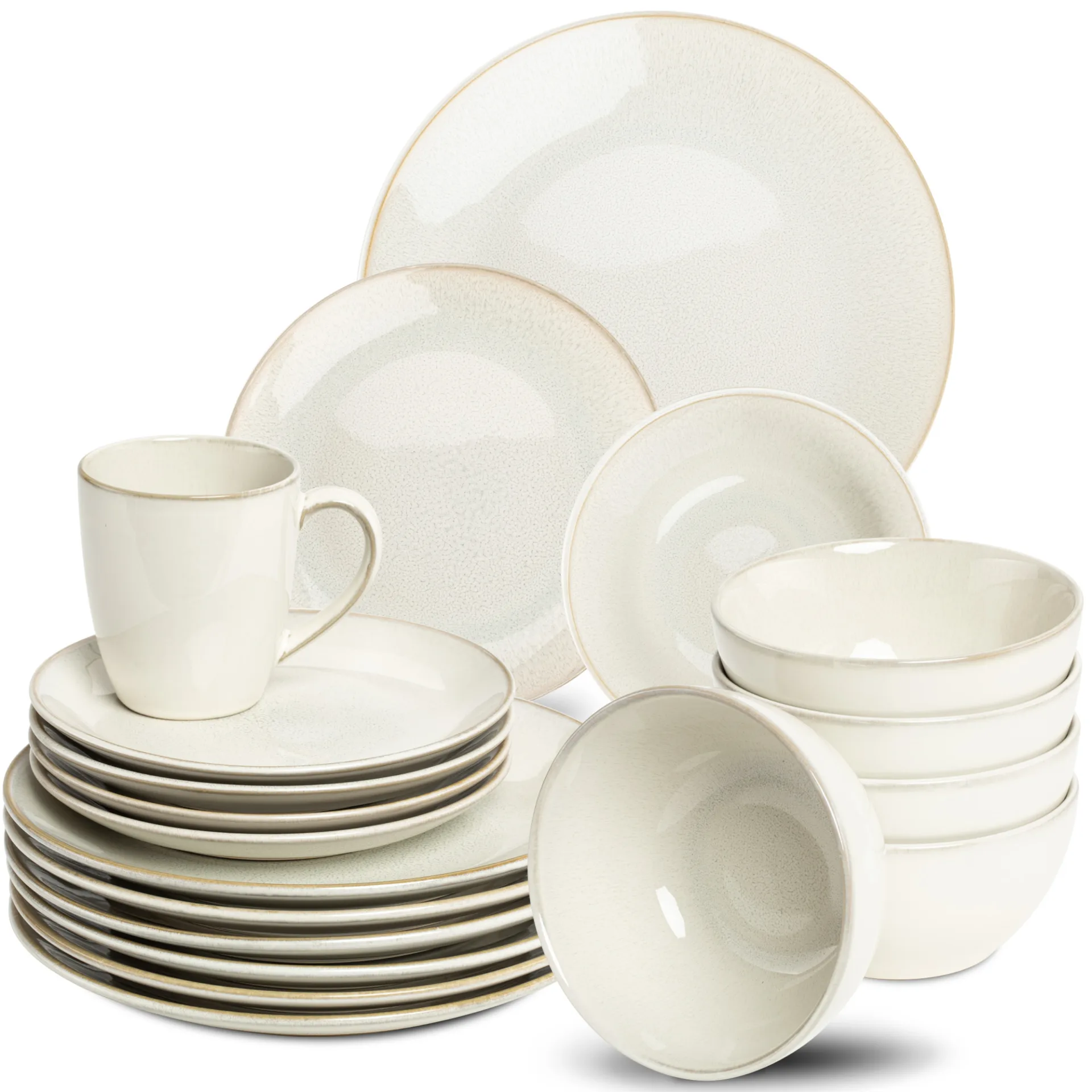 SENSE Tafelservice 48-teilig, beige, vor weißem Hintergrund