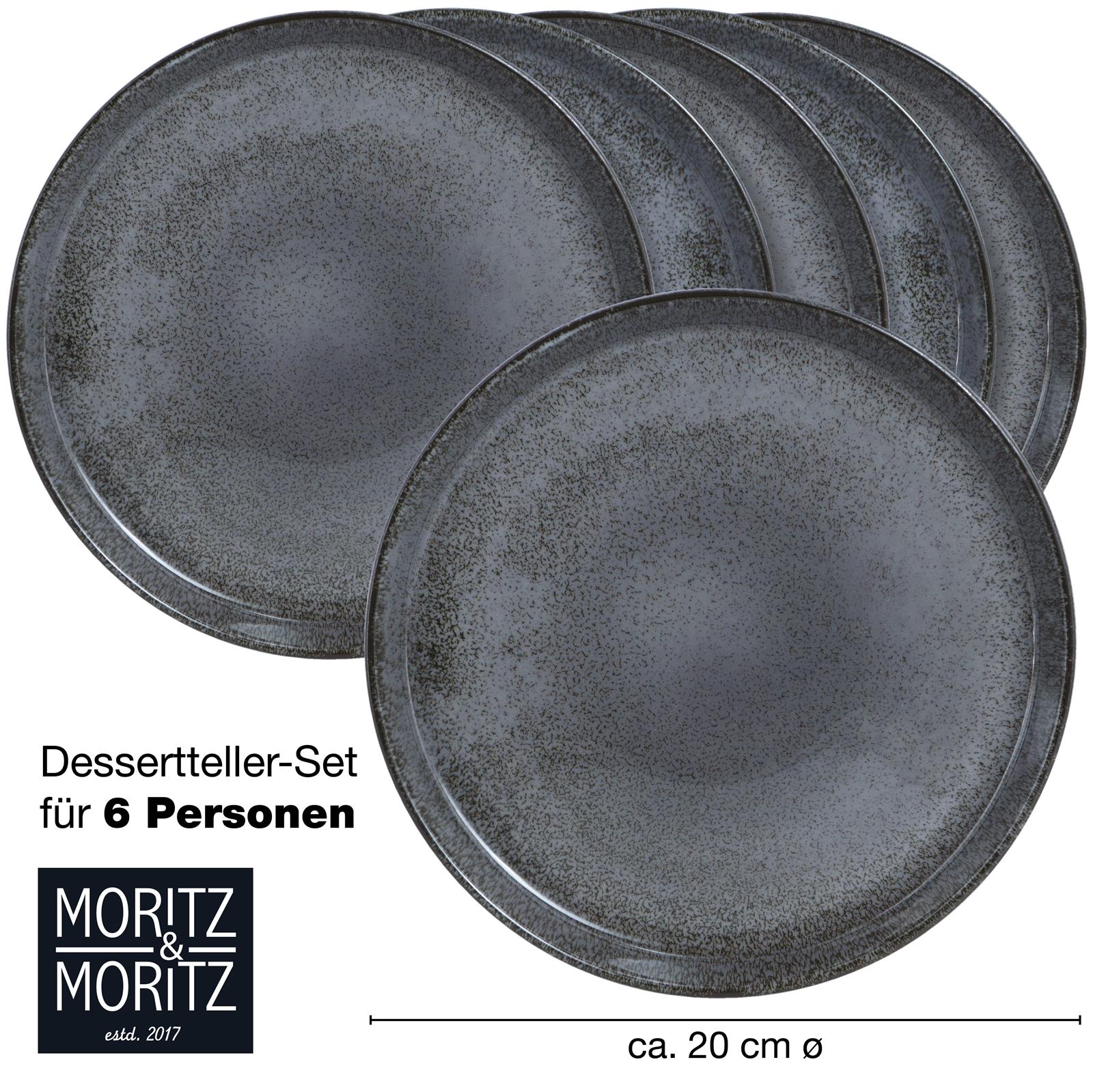 6-teiliges Salatteller-Set in Anthrazit von Moritz & Moritz, elegantes Design, ideal für stilvolle Präsentationen von Speisen, hochwertiges Geschirr, perfekt für Dinnerpartys und besondere Anlässe.