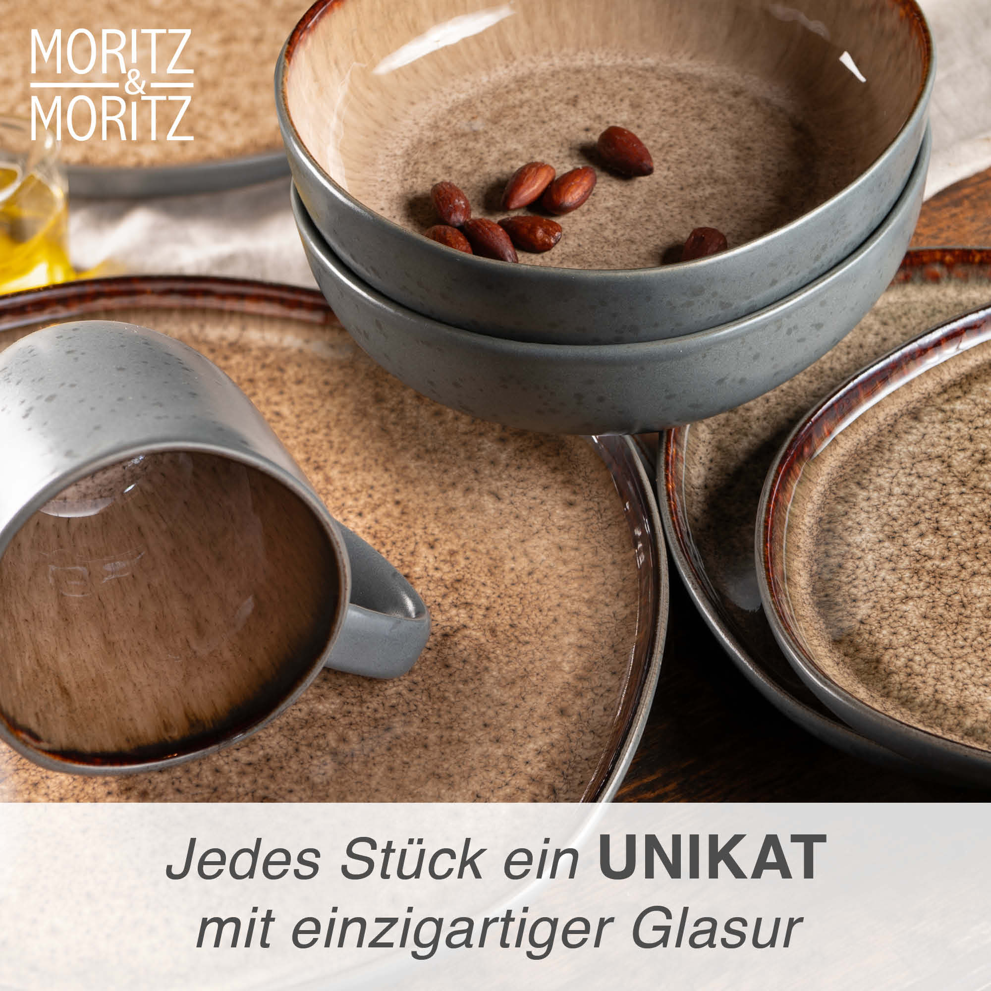 ORGANIC 24-teilig Geschirrset mit Tassen Beige