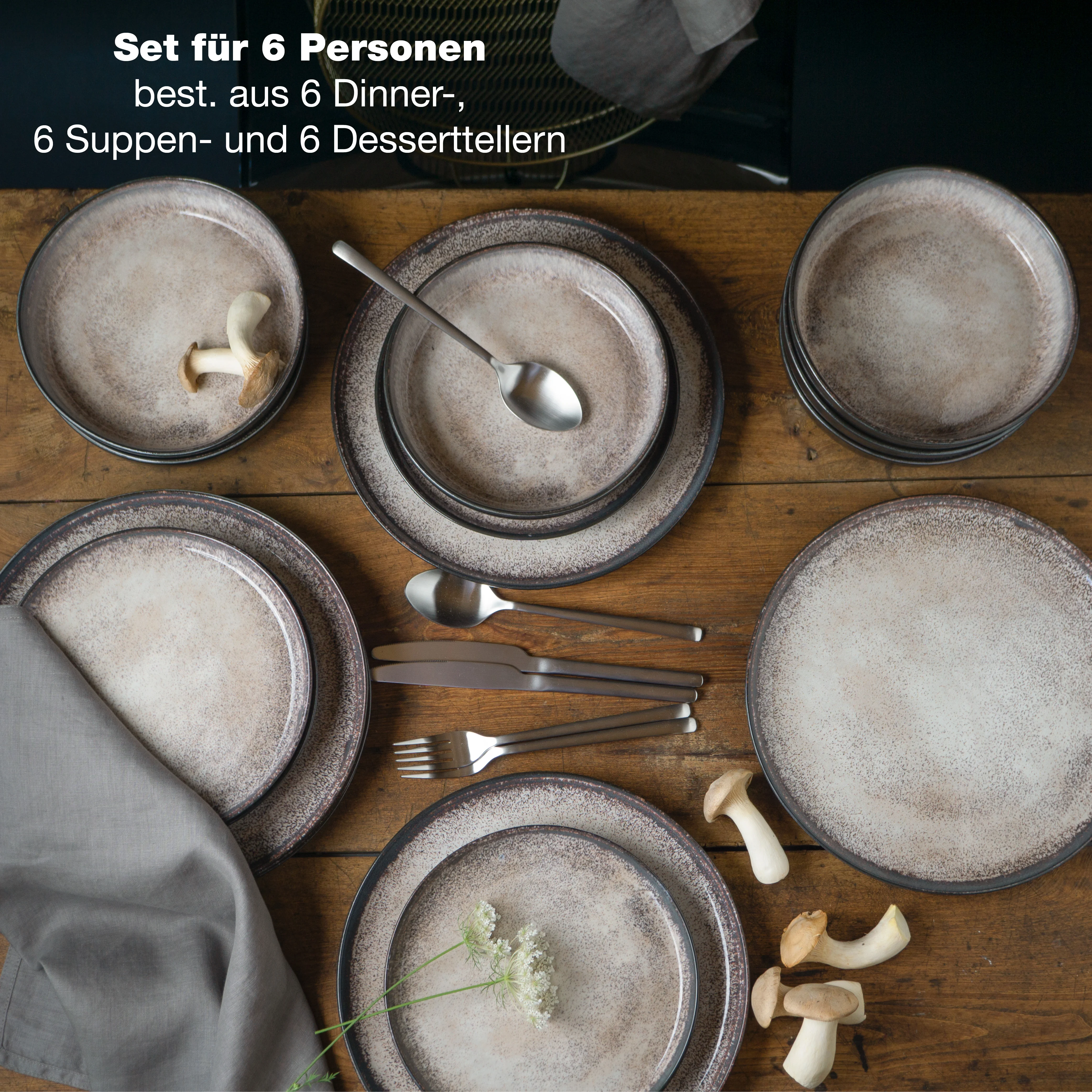 VIDA Geschirr Set 18-Teilig Beige VIDA Geschirr Set 18-Teilig Beige
