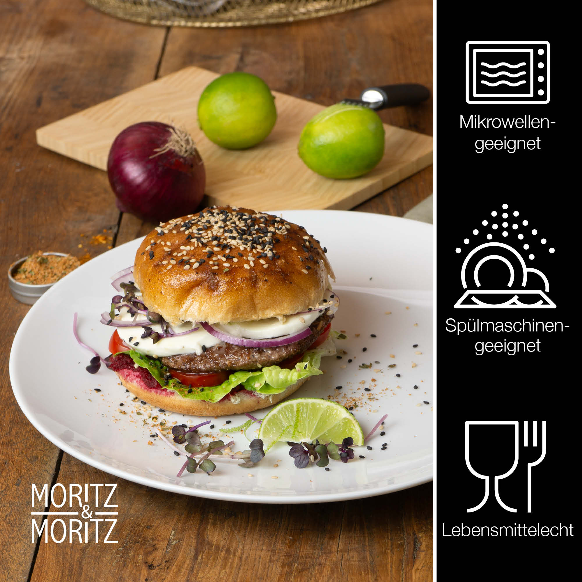 Speiseteller in Weiß, Set aus sechs weißen Dinnertellern, 6-teilig, aus Porzellan