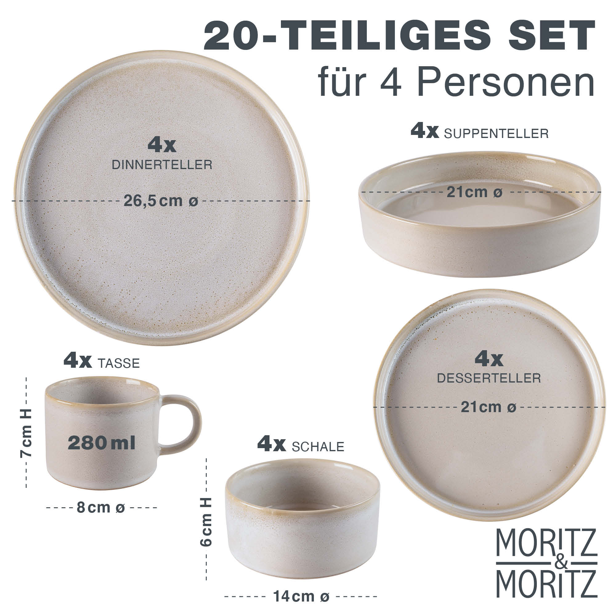 CASTELLO Geschirr Set 20tlg Beige