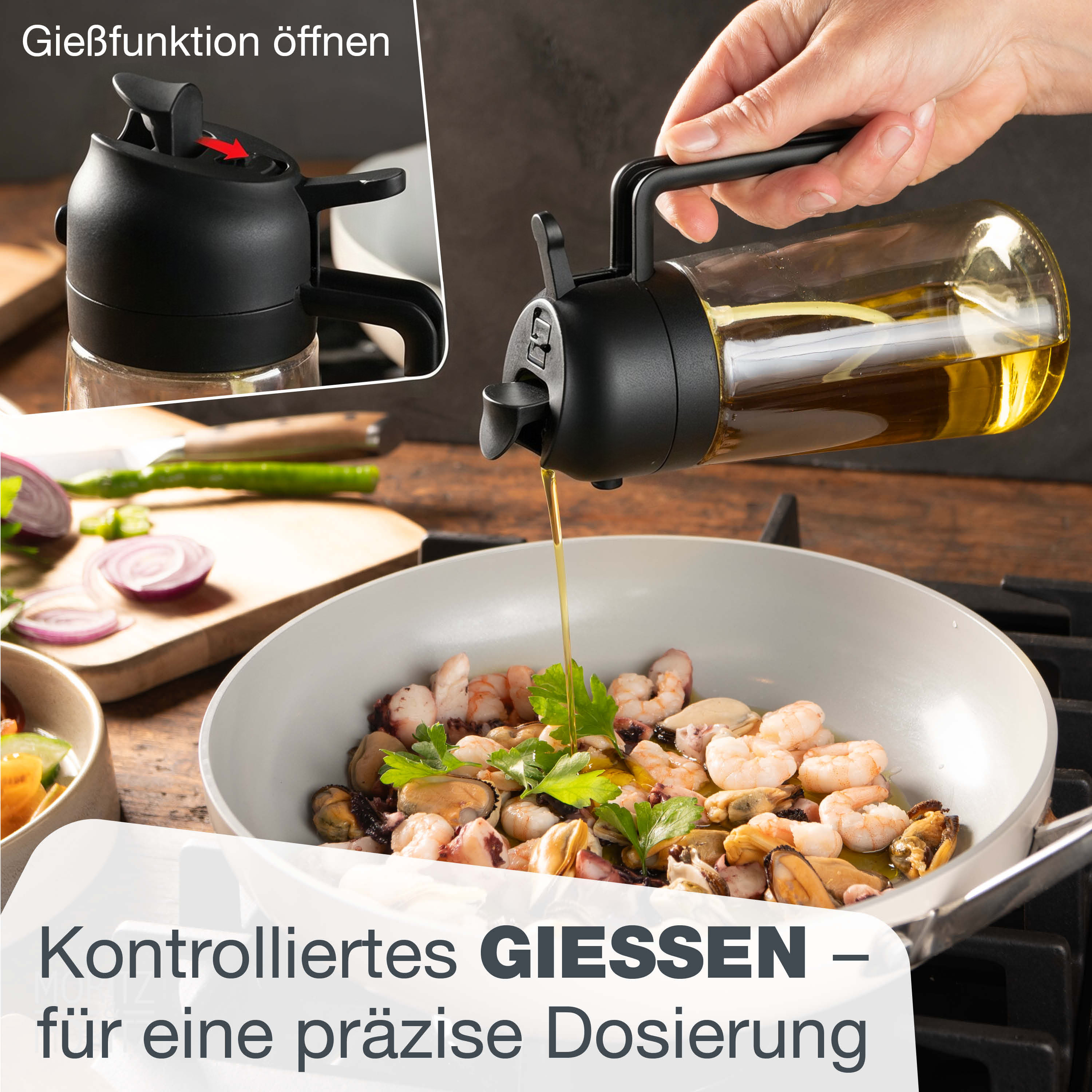 Ölsprüher Glas 470ml schwarz
