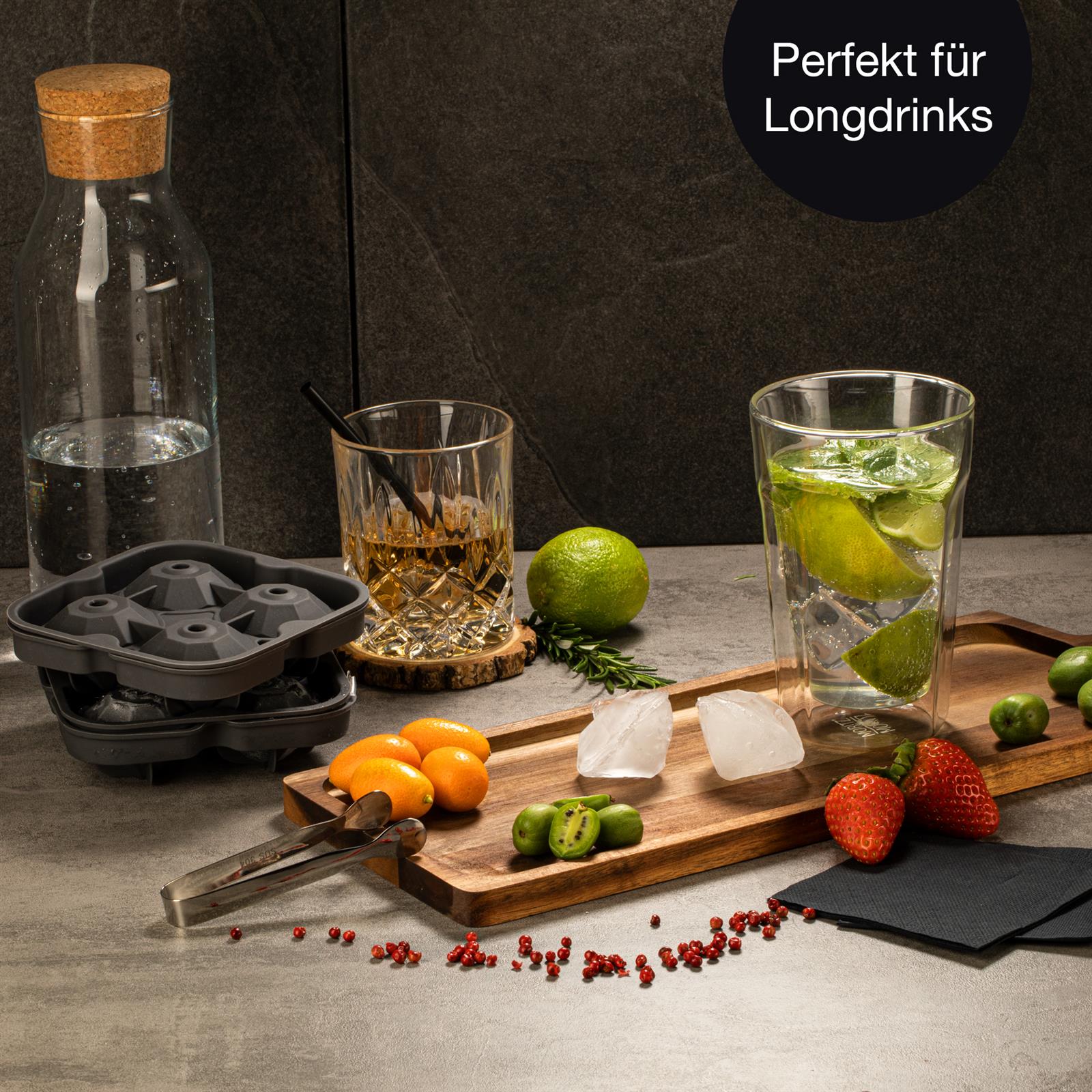 Eiswürfelform in Diamantenform, 2er Set, zur Herstellung von dekorativen Eiswürfeln für Cocktails und Getränke