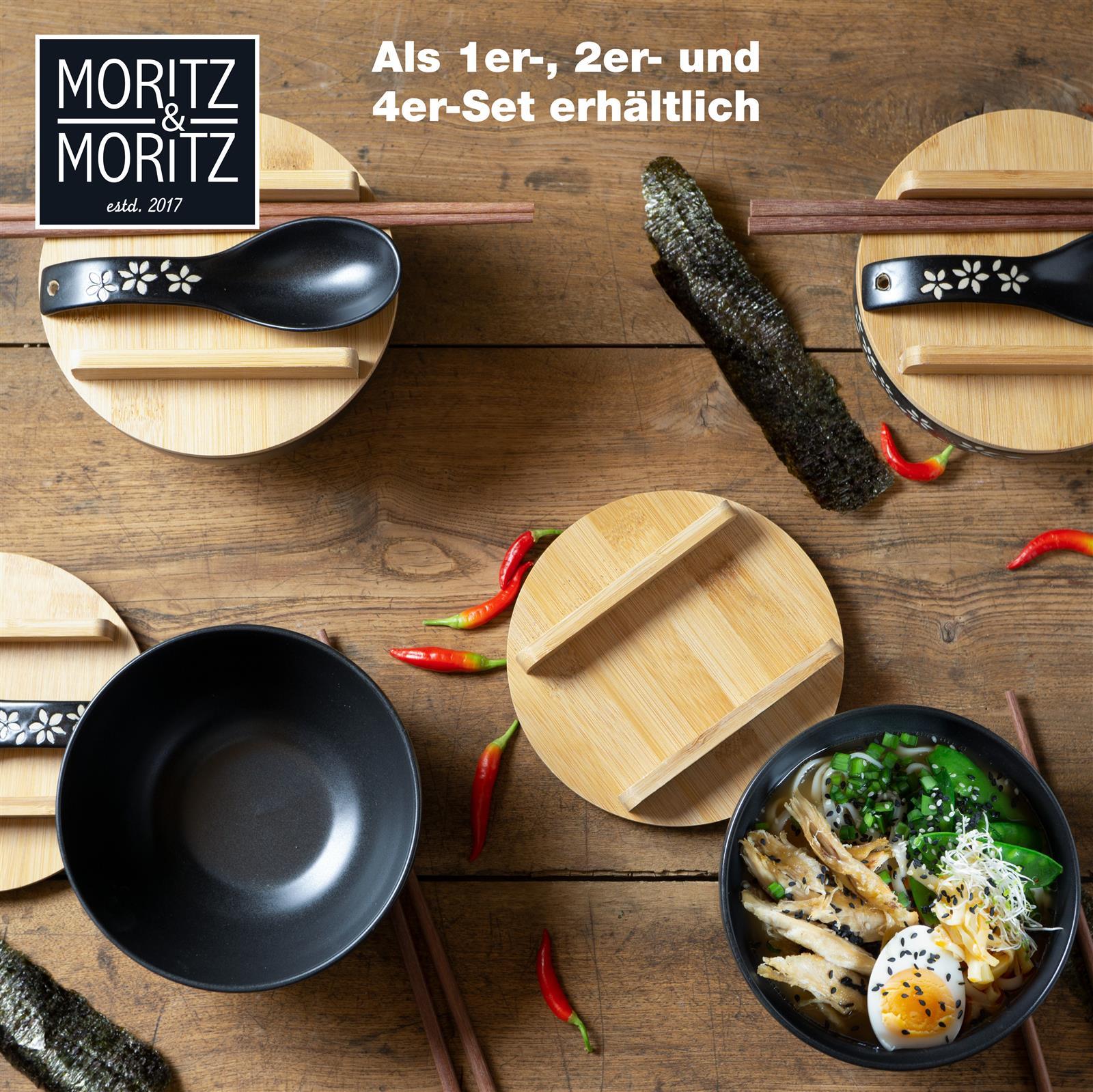 Ramenschale in Grün, Gourmet-Ramen-Schalen mit Blumenmuster und Glasdeckel, 2-teiliges Set auf einem dunklen Hintergrund