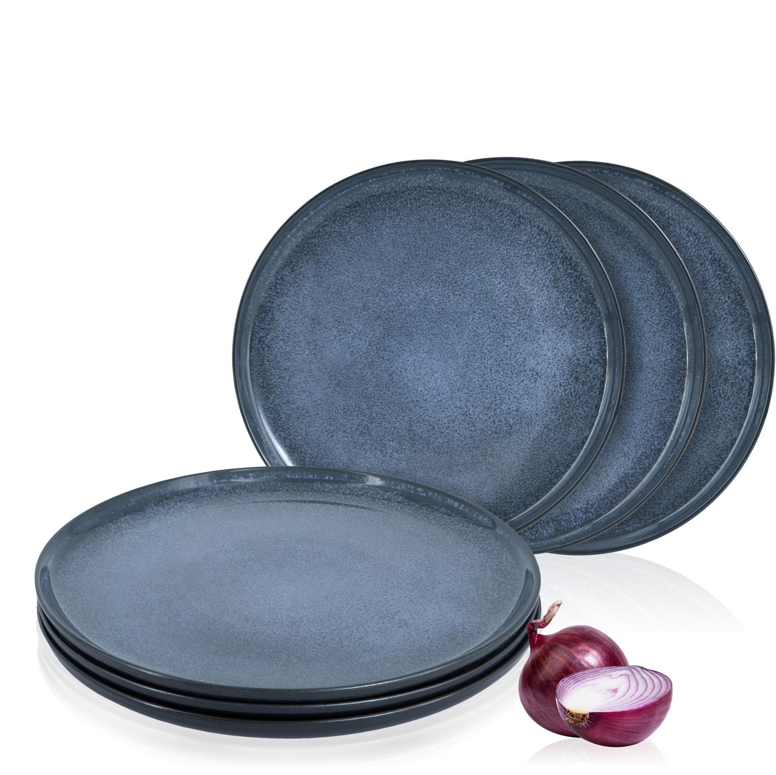 VIDA 6x Dinner Teller blau Geschirr Set