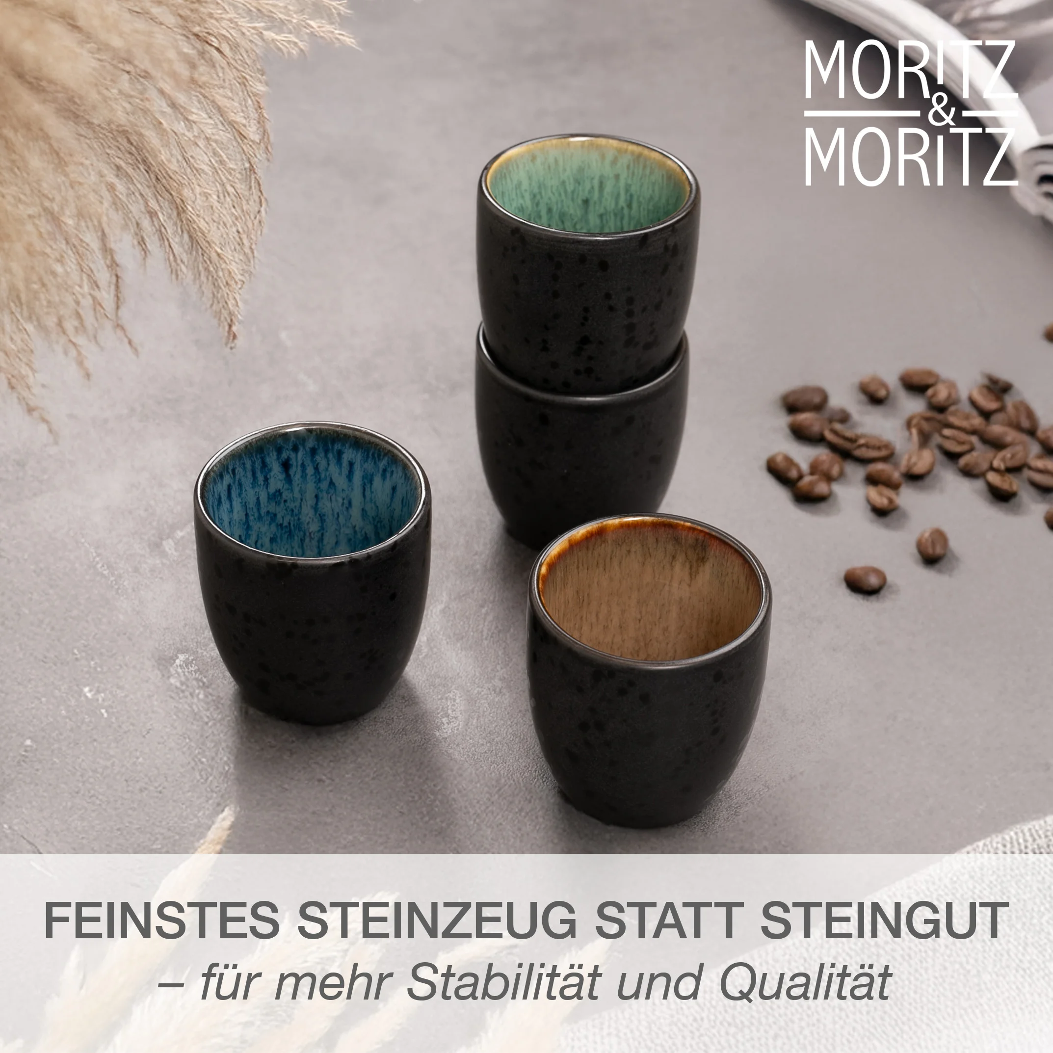 SOLID Espressobecher Set 4-teilig Bunt, im Geschirrkorb der Spülmaschine