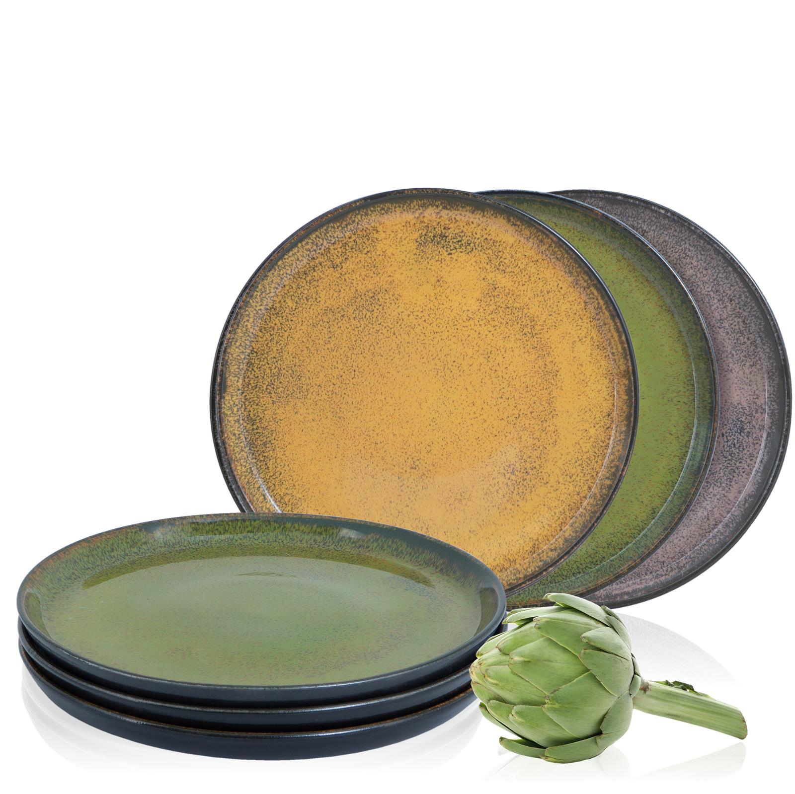 6-teiliges Moritz & Moritz Salatteller-Set Vintage – stilvolle Porzellan-Teller für Salate und Vorspeisen Sechs teilige Salatteller-Set „Vintage“ von Moritz & Moritz in elegantem Retro-Design auf Holzoberfläche präsentiert – runde, flache Porzellanteller mit zartem Linienmuster in Beige und Grau, ideal für stilvolle Tischdekoration und täglichen Gebrauch.