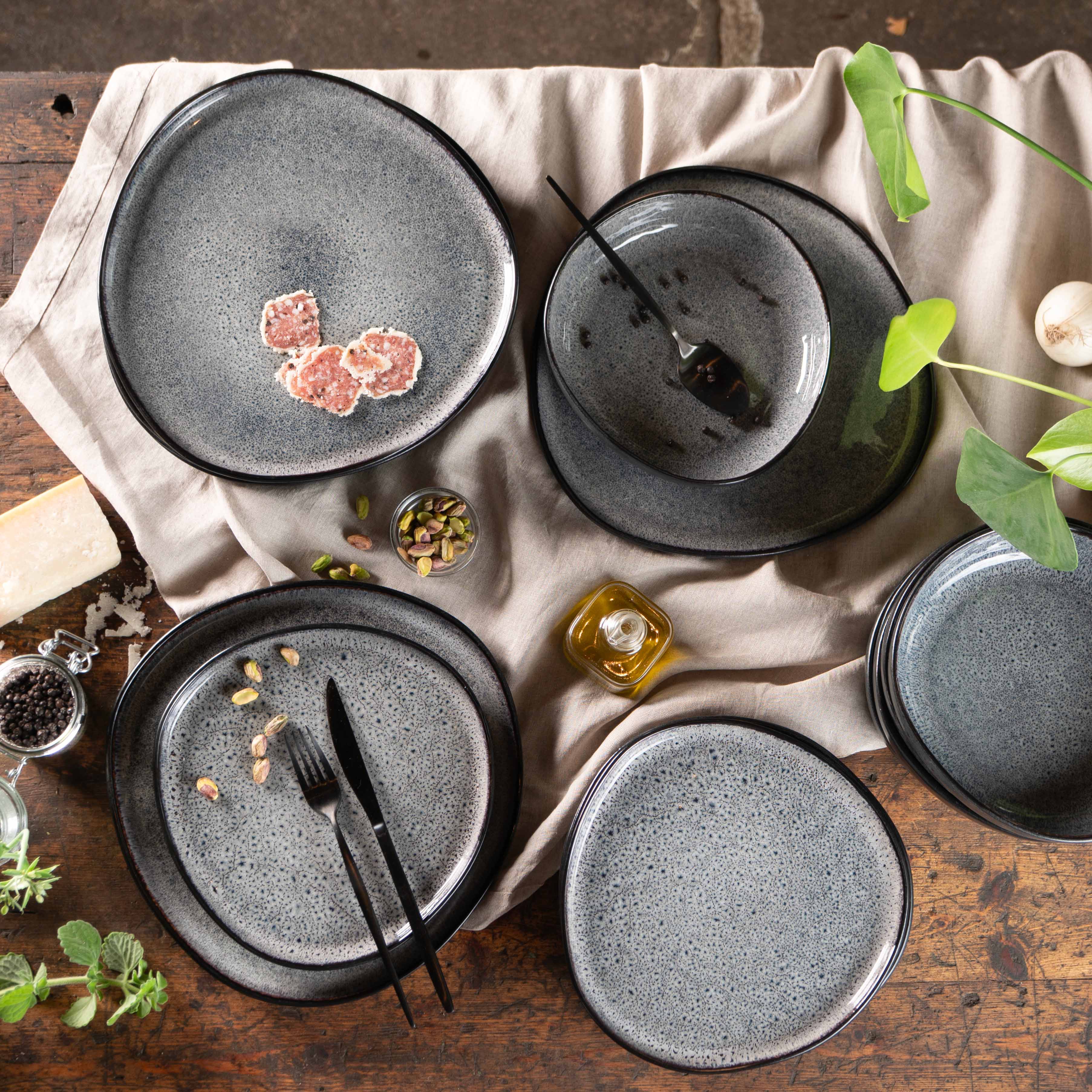 ORGANIC 36tlg Geschirr Set Grau