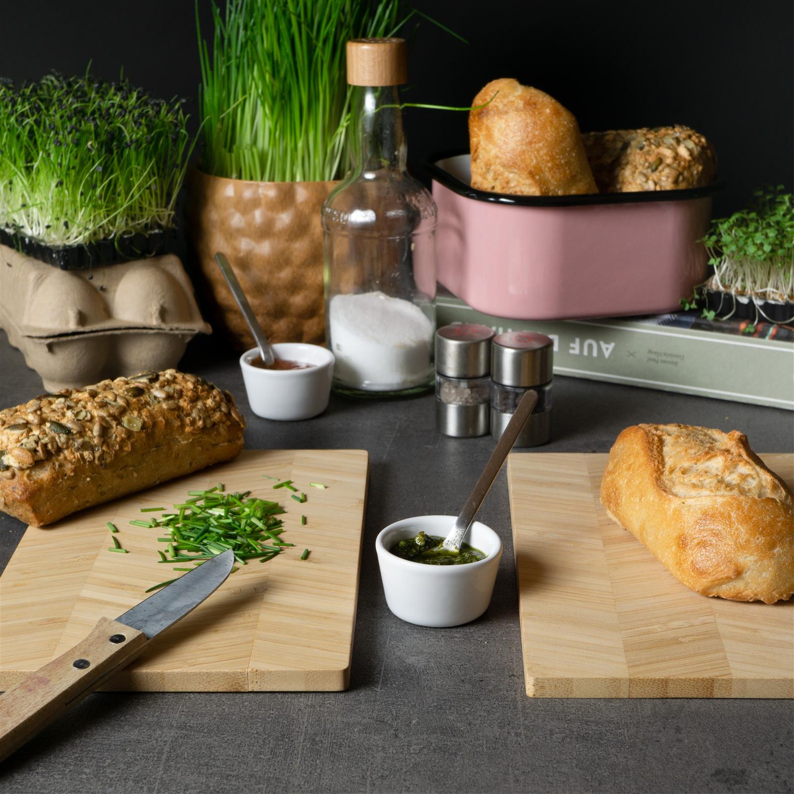 2er-Set Holzbrett 23x15x0.9cm mit Fischgrätenmuster auf - Design passend für Küche und Esszimmer