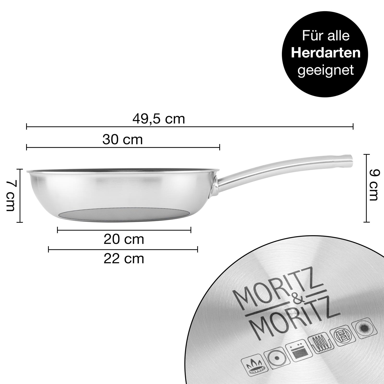 Pfanne ohne Deckel, 28 cm, runder Rand, Produktfoto auf weißem Hintergrund