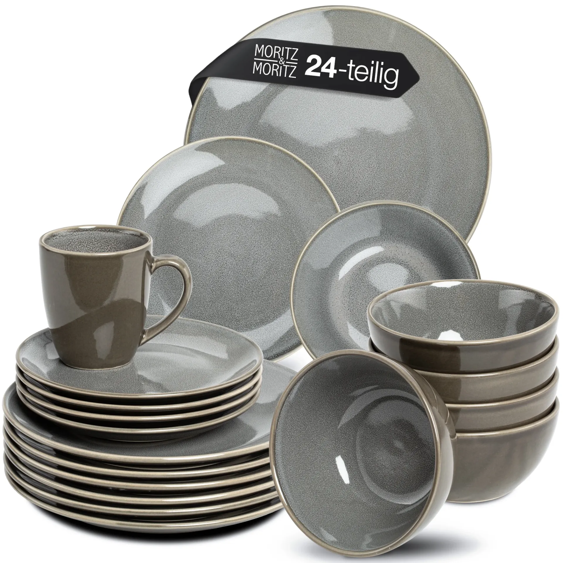 SENSE Geschirrset 24-teilig Grau