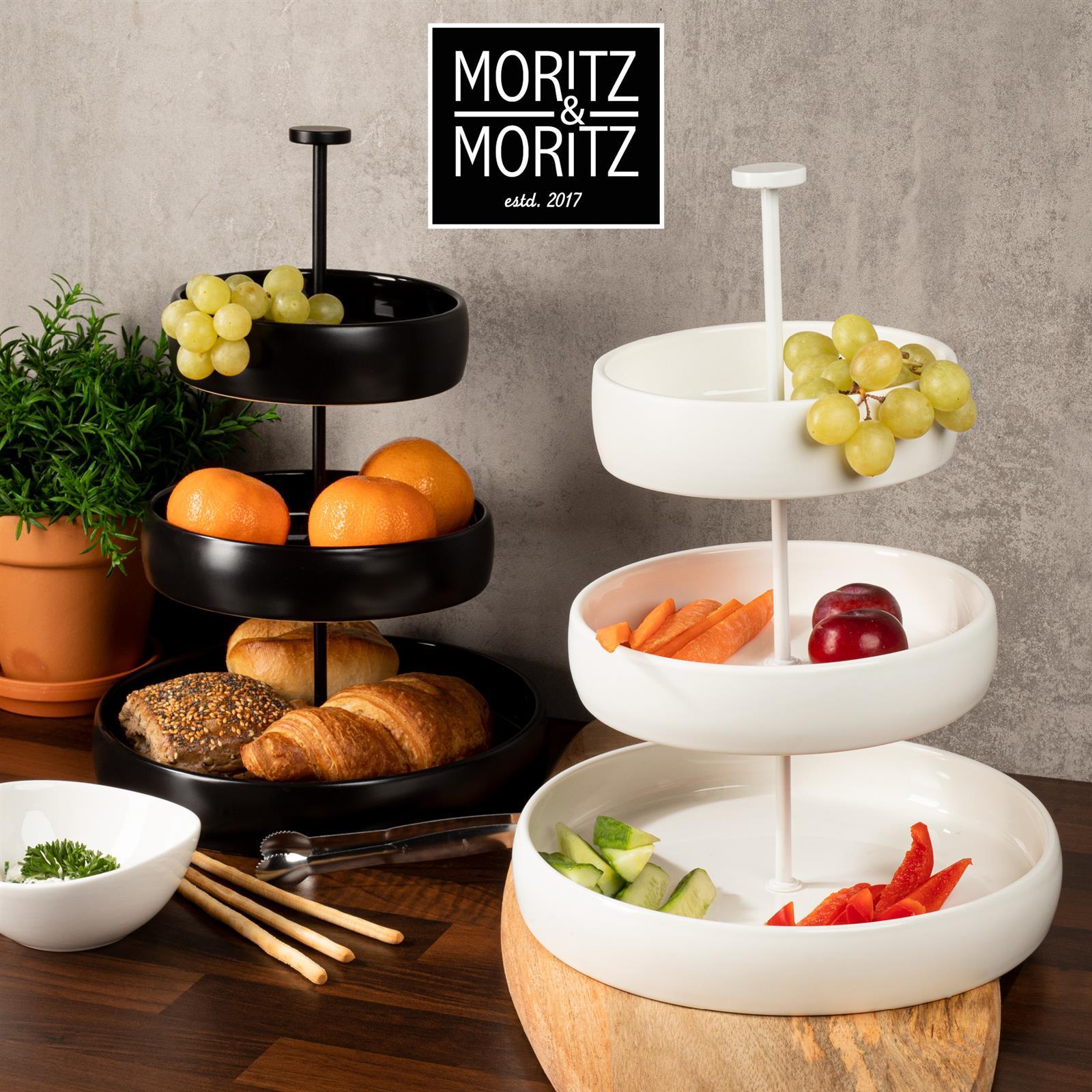 Runde schwarze Etagere aus Steingut und, Design mit zwei Ebenen