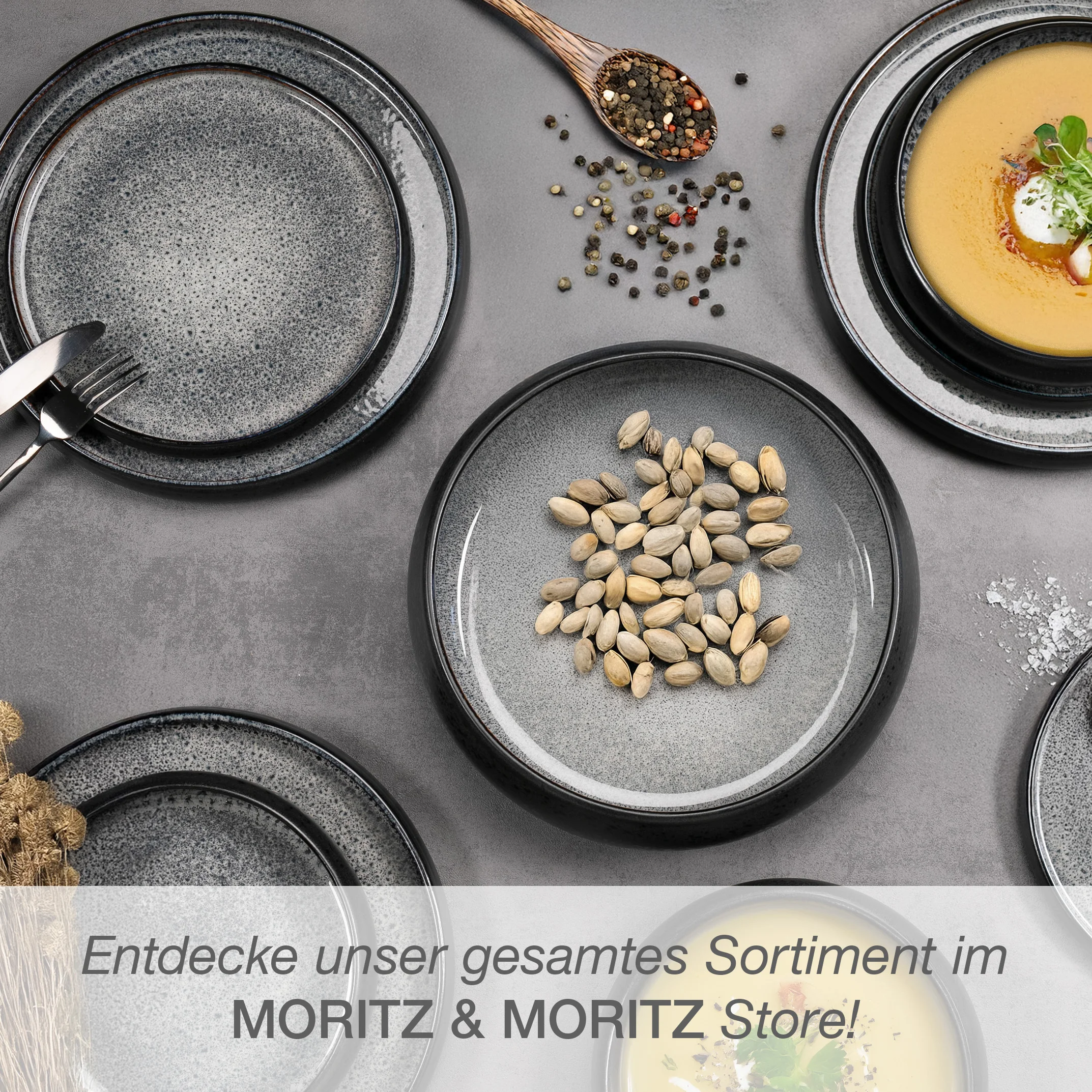 SOLID Servierschale Anthrazit, komplett vor weißem Hintergrund