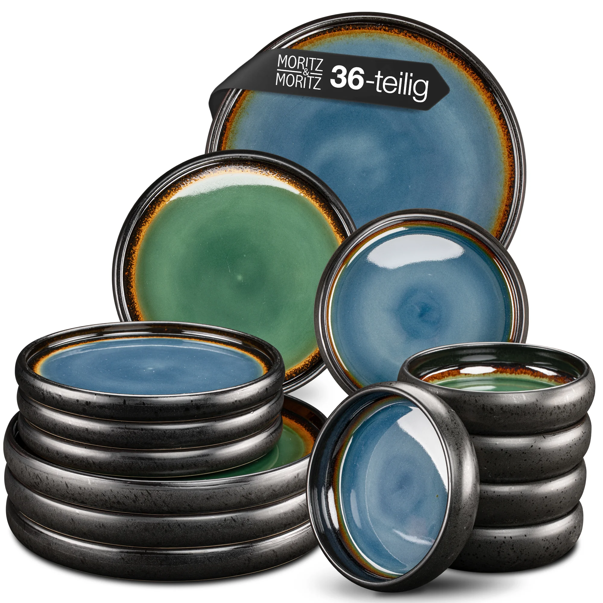 36-teiliges Geschirrset aus Porzellan in Grau – Tafelservice Solid für 6 Personen 36-teiliges Geschirrset in modernem, einfarbigem Design, bestehend aus Tellern, Schalen und Tassen, arrangiert auf einem Holztisch mit heller Tischdecke und dezentem Besteck.