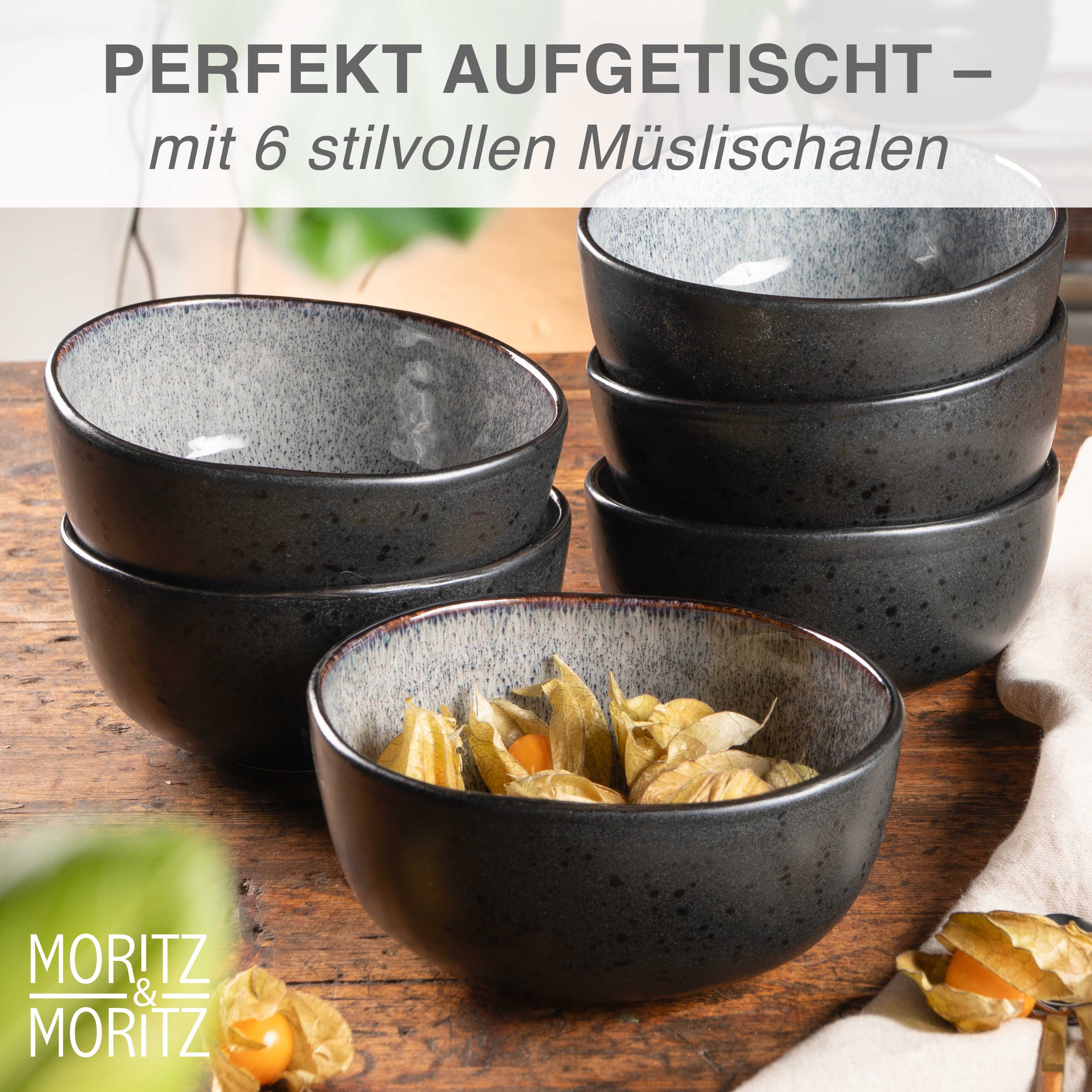 Müslischüssel Grau 6er Set aus Steinzeug