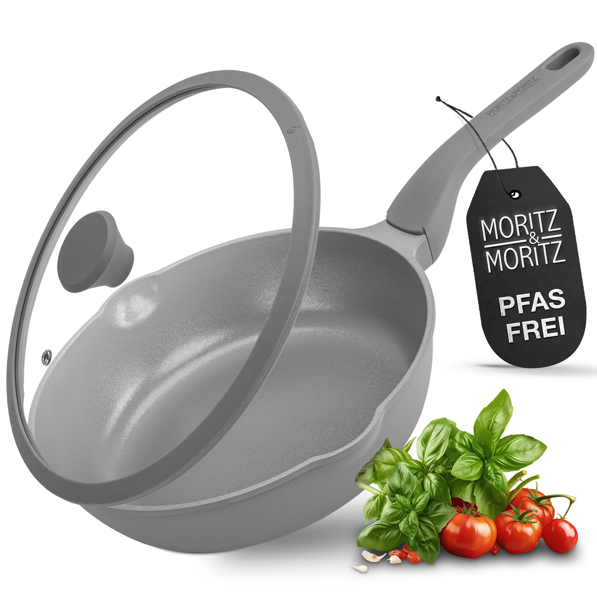 Multifunktionspfanne 26cm Ø mit Deckel - Grau Multifunktionspfanne 26cm Ø mit Deckel - Grau