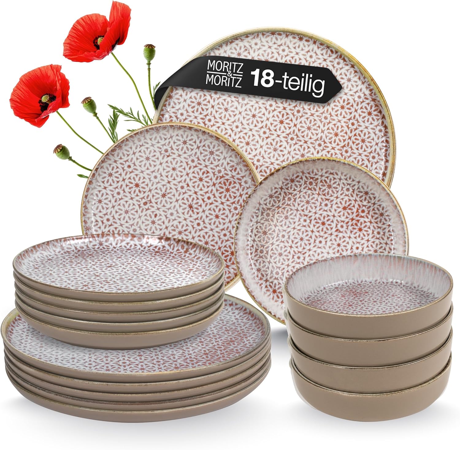 ALHAMBRA Geschirrset für 6 Personen rot