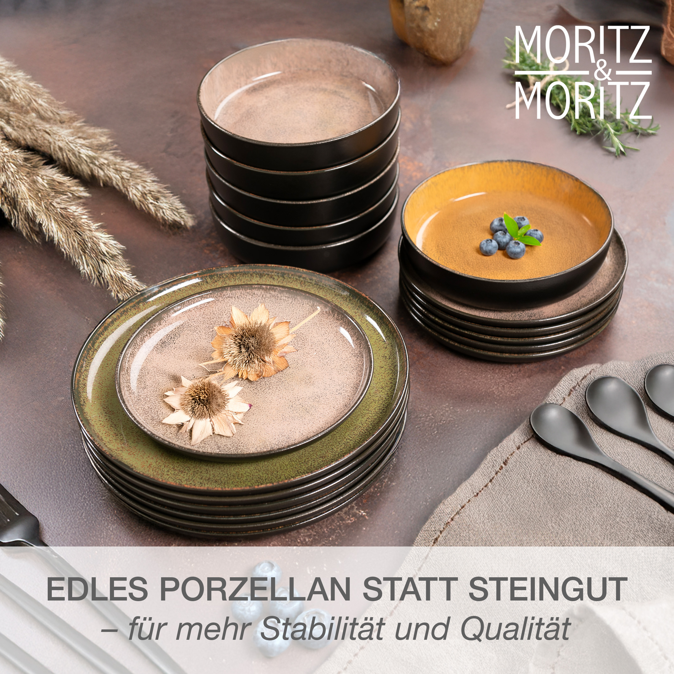 VIDA Geschirrset 24-teilig mit Müslibowls Vintage