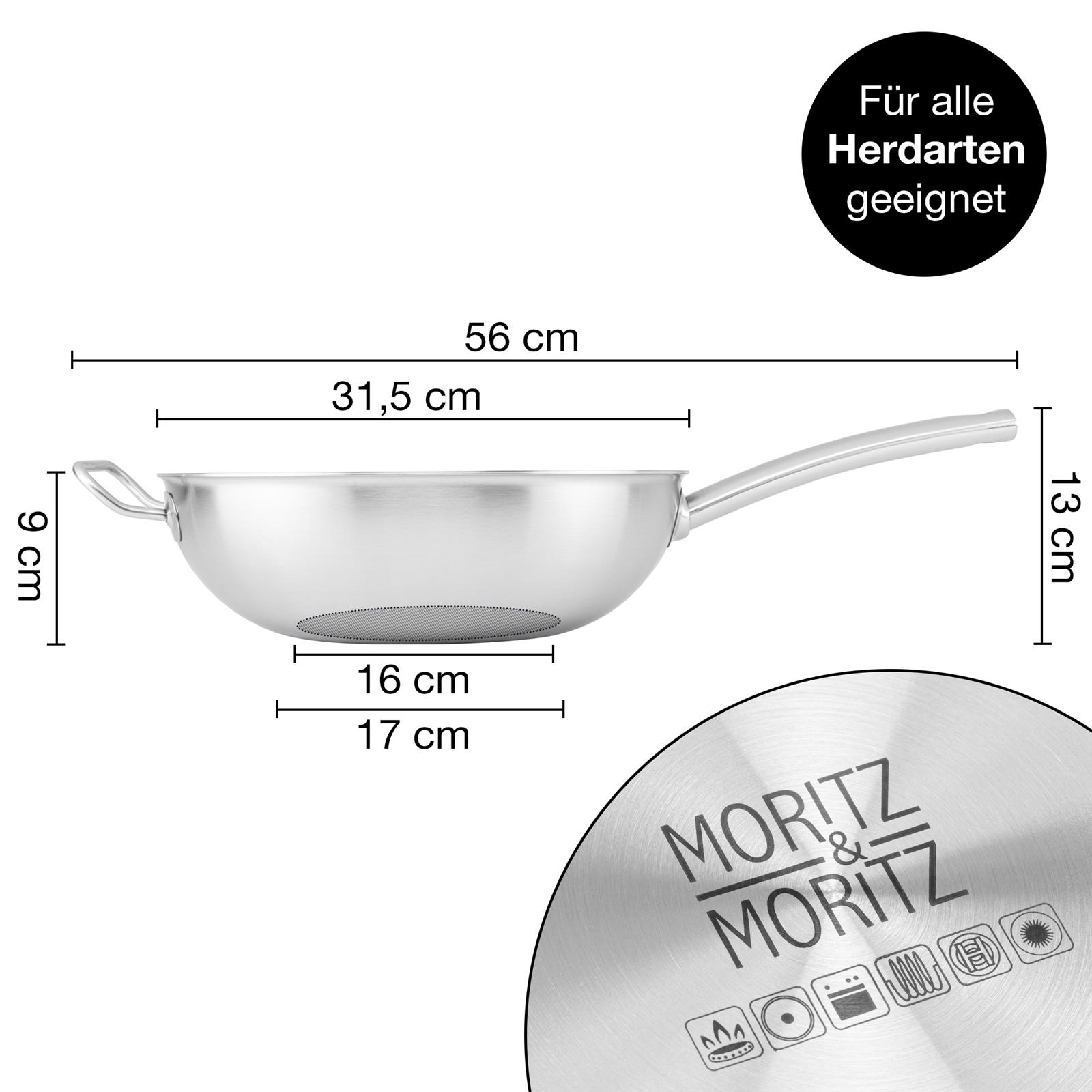 Wokpfanne 30 cm aus Edelstahl ohne Deckel – robuste Antihaftpfanne für gesundes Kochen Wokpfanne aus schwarzem Gusseisen ohne Deckel, 30 cm Durchmesser, mit zwei seitlichen Griffen, auf weißem Hintergrund – ideal für asiatische Gerichte auf Induktions-, Gas- oder Elektroherd.