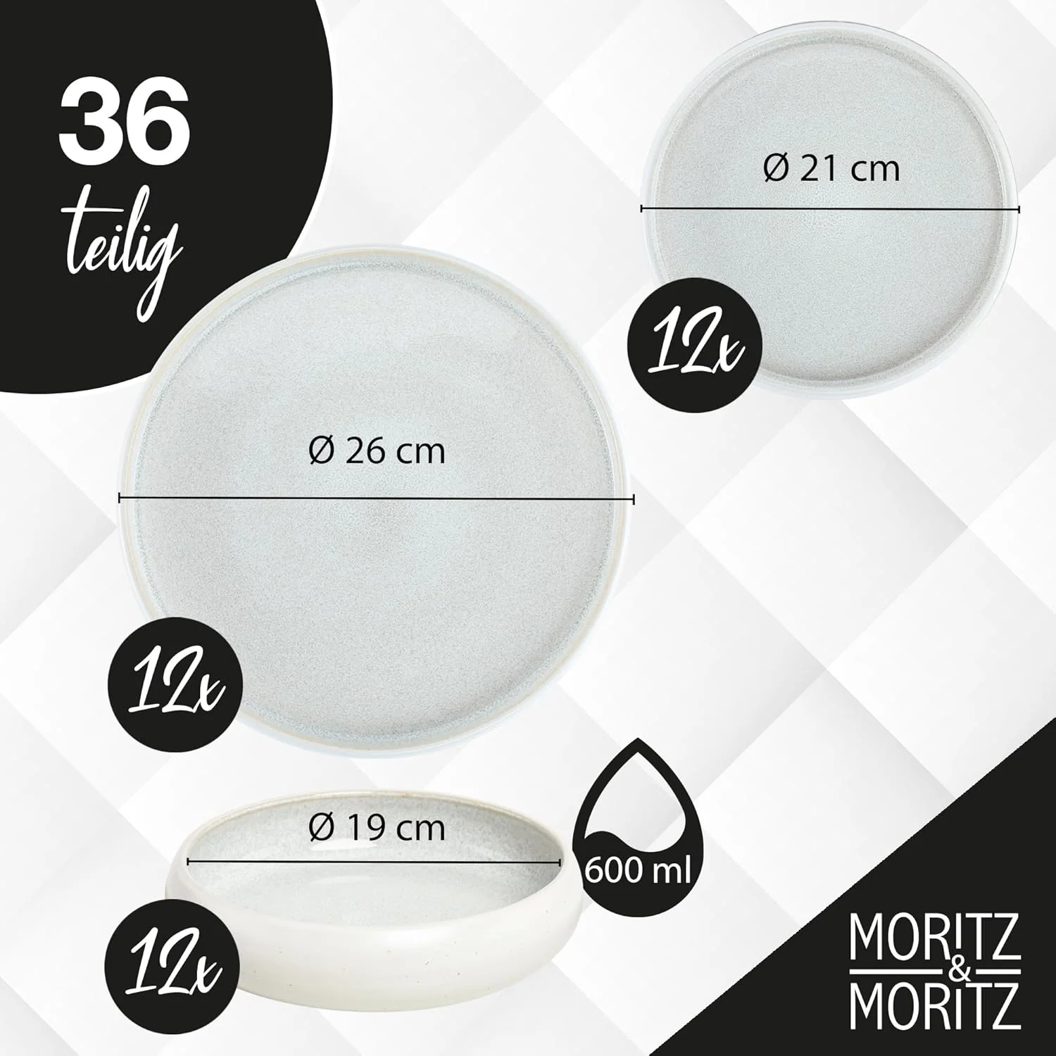 SOLID UNI Geschirrset 12 Personen Creme 36-teilig SOLID UNI Geschirrset 12 Personen Creme 36-teilig