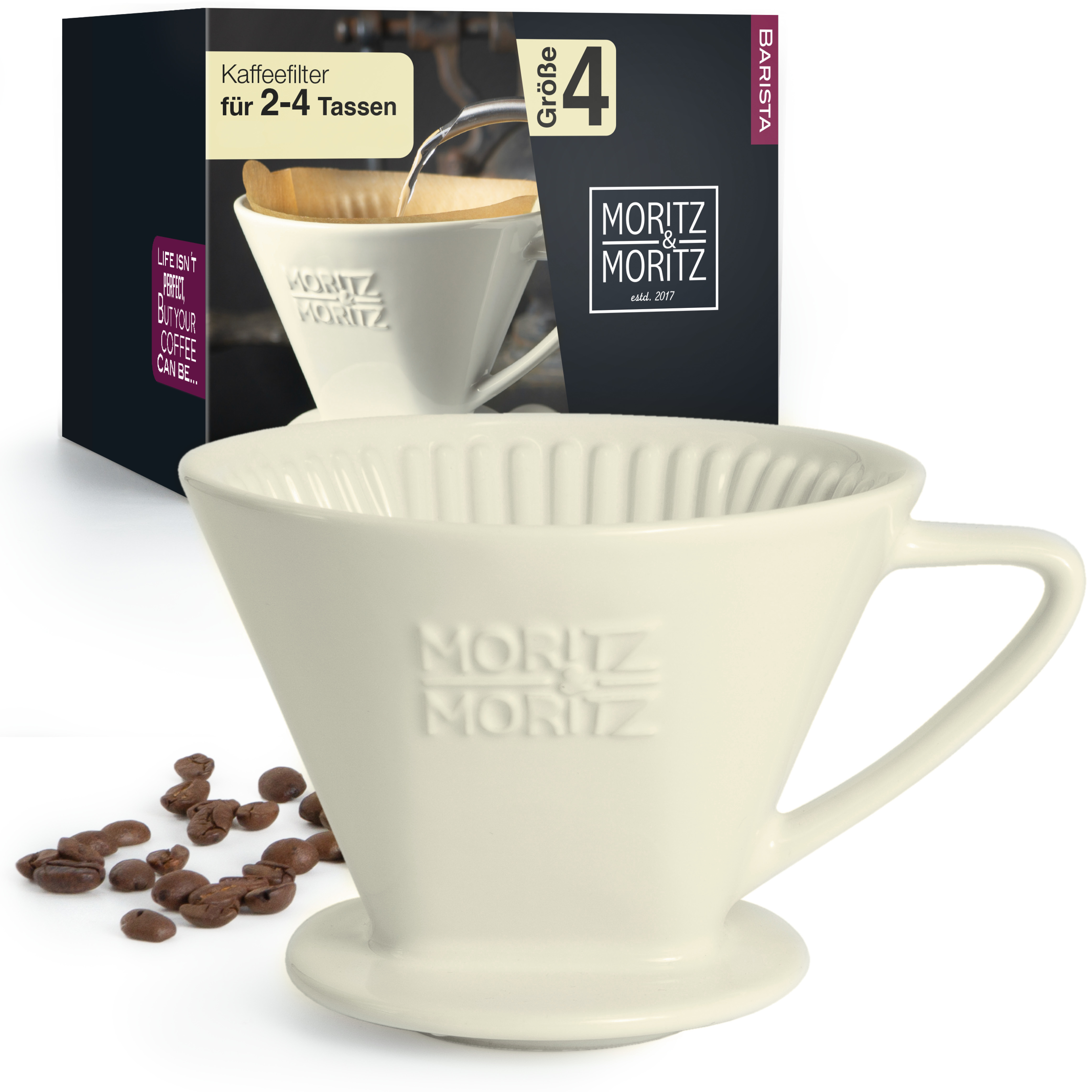 Kaffeefilter Größe 4 weiß, vor weißem Hintergrund
