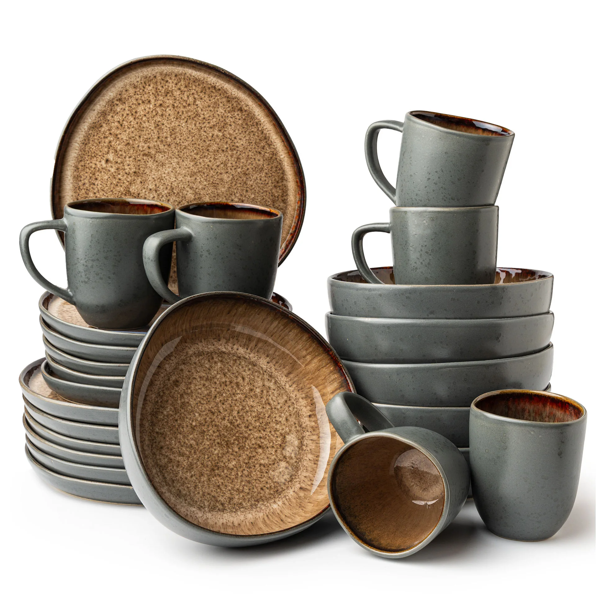 ORGANIC Geschirrset 24-teilig Beige