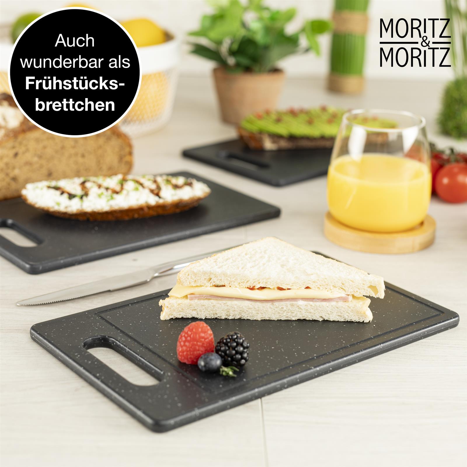 Schneidebrett in Schwarz, 2-teilig