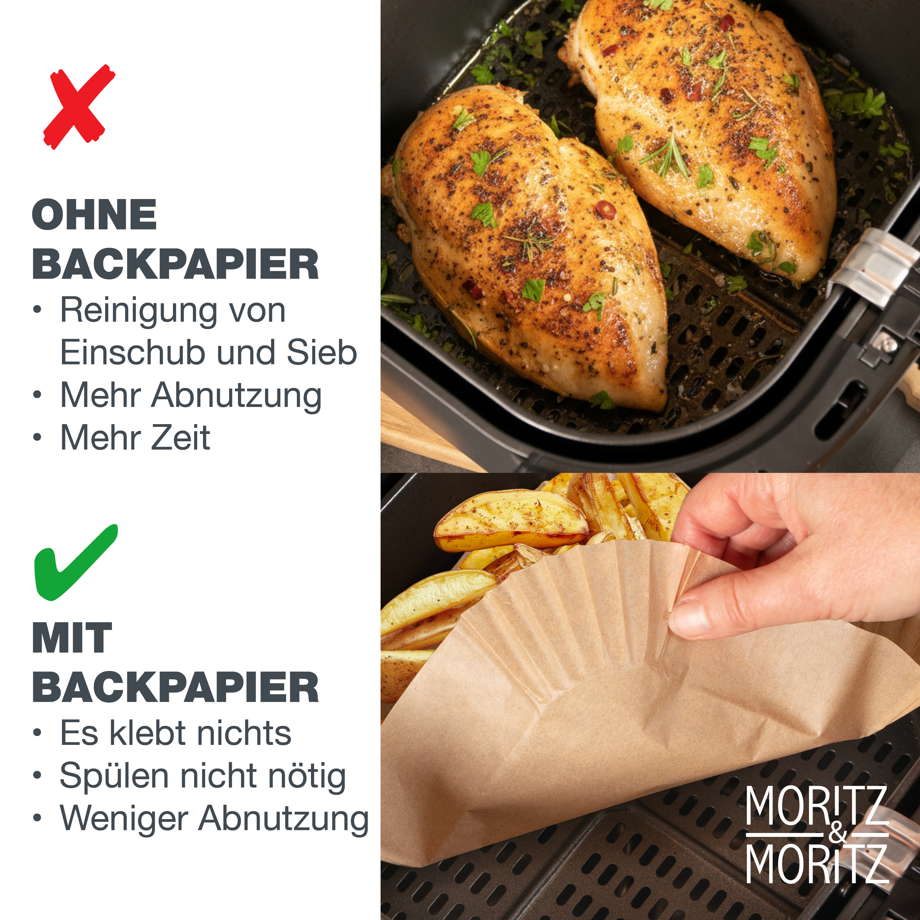 Airfryer Backpapier Rechteckig 20,5x14 cm
