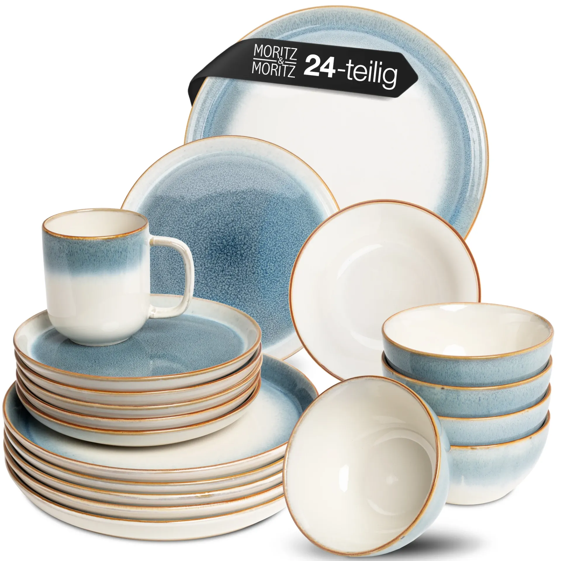 TARENTO Geschirrset 24-teilig Blau