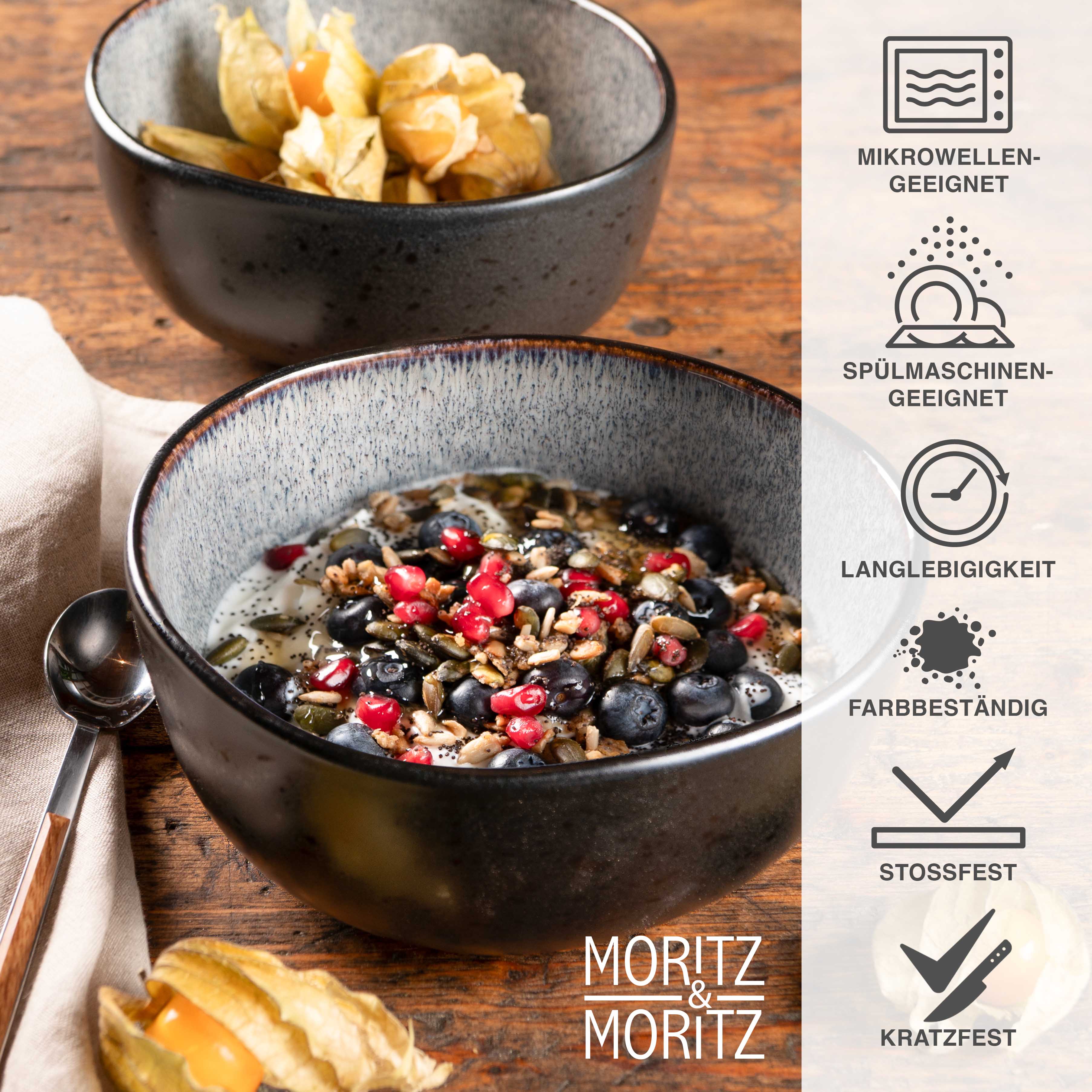 ORGANIC 6tlg Müslischalen Set Grau