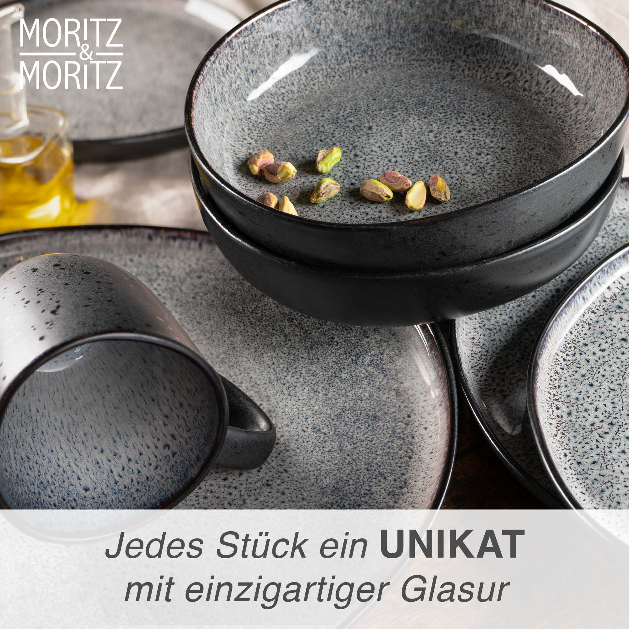 ORGANIC Geschirrset 24-teilig mit Tassen Grau