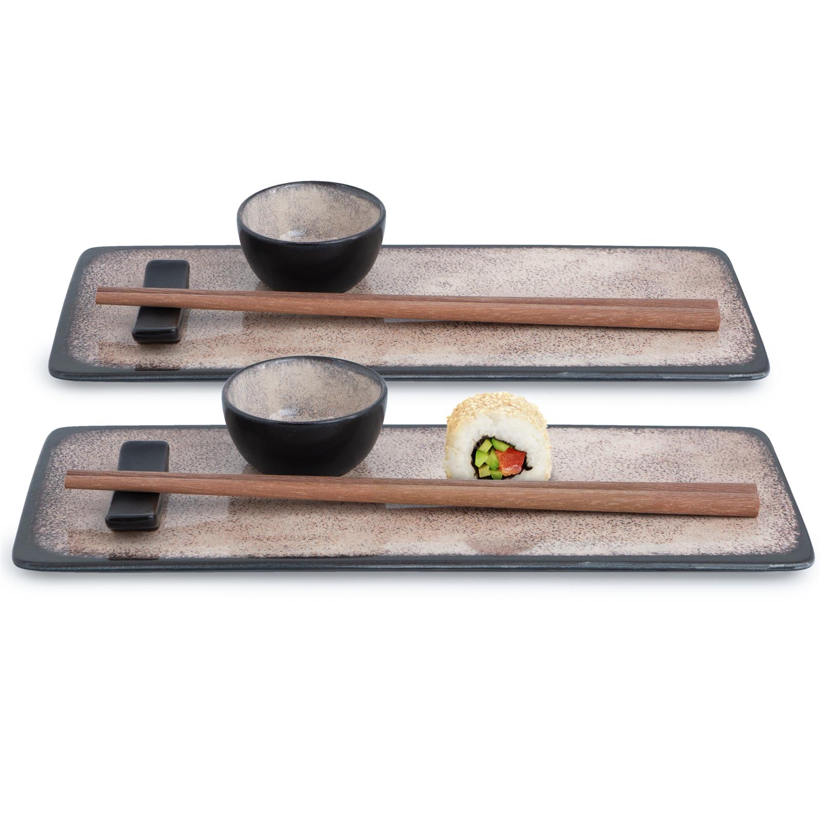 VIDA 10tlg Sushi Teller beige Asia Geschirr Set