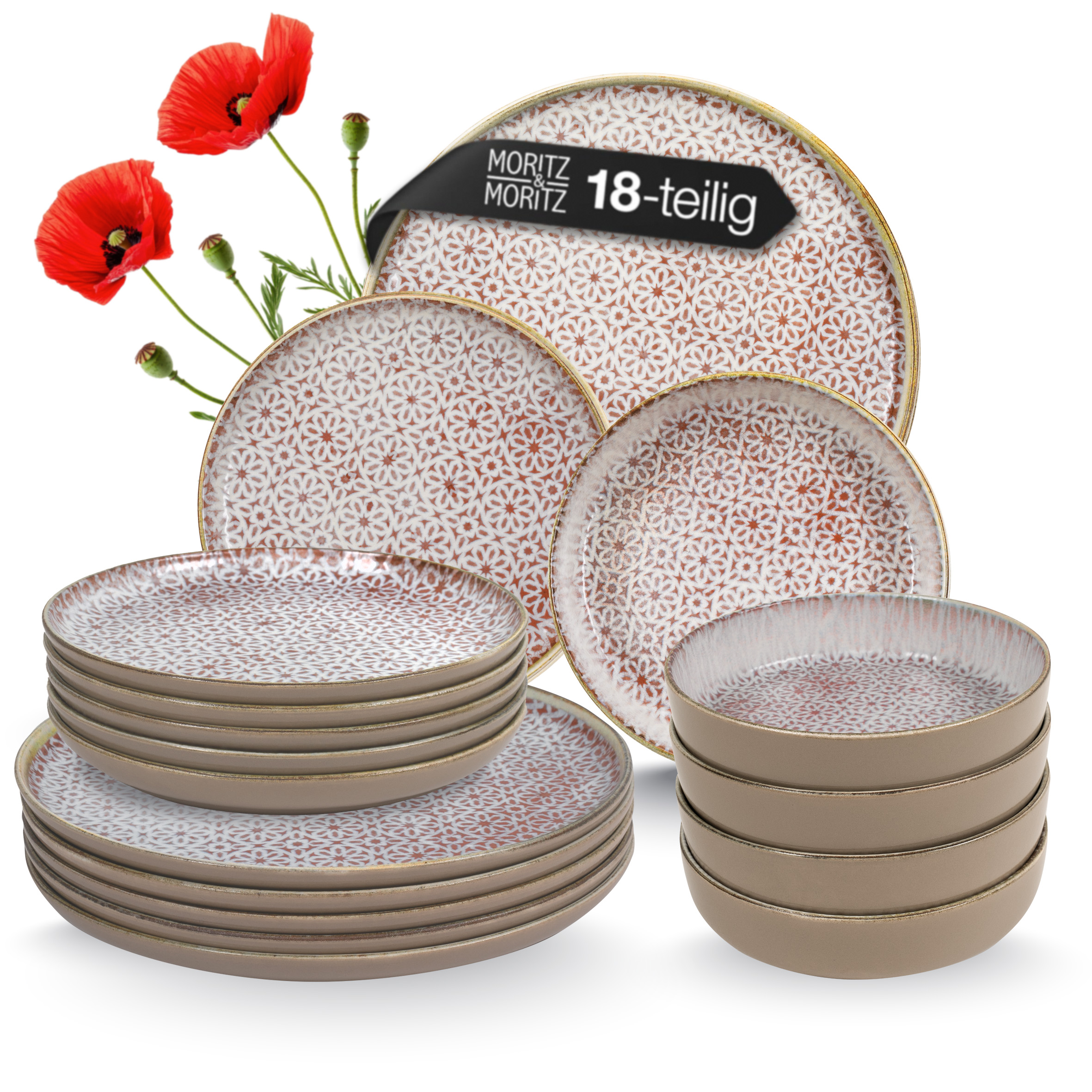 ALHAMBRA Geschirrset für 6 Personen rot