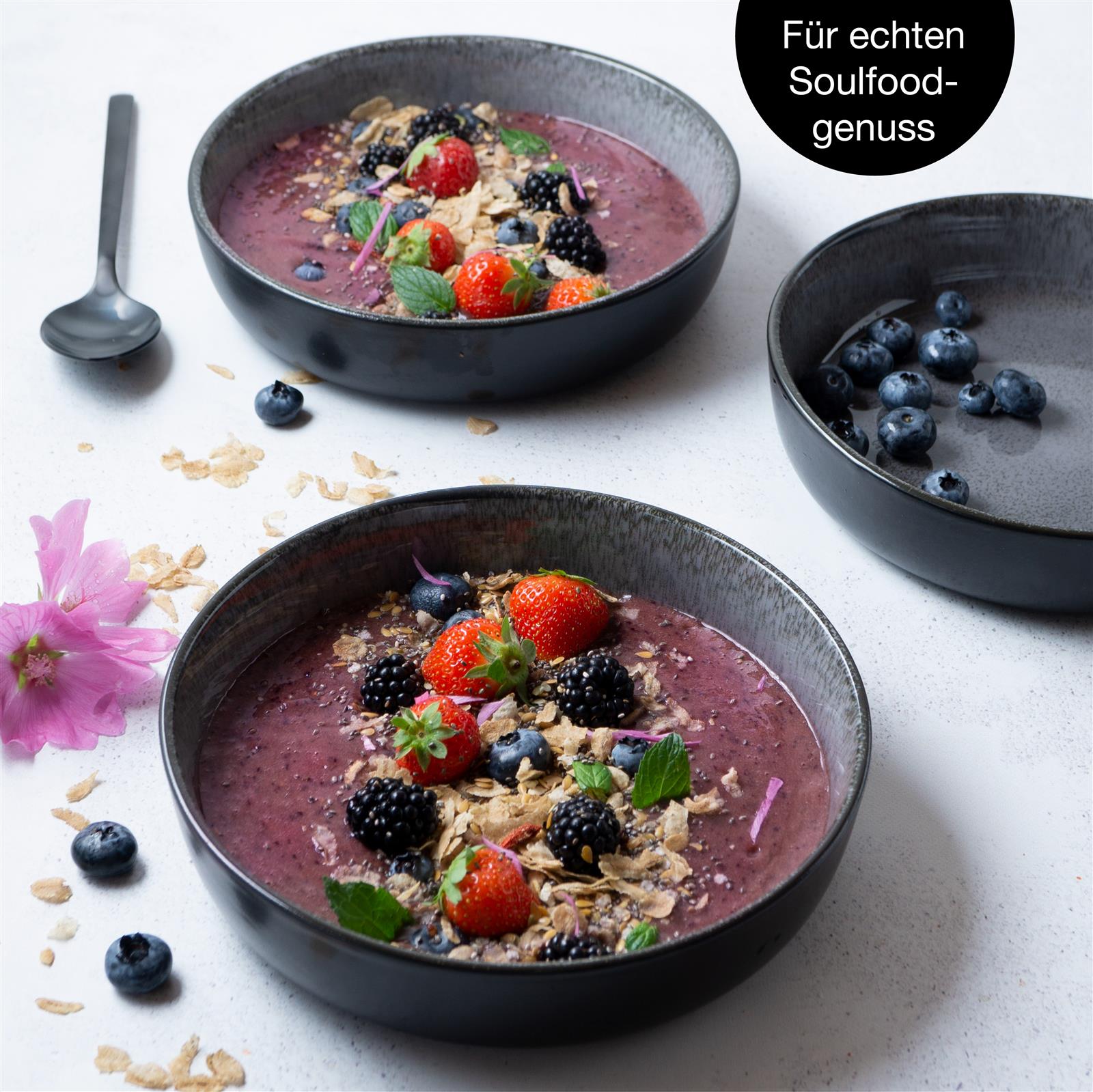 Schale in Anthrazit, Sechsteiliges Salatschüssel-Set in Anthrazit, 6-teilig