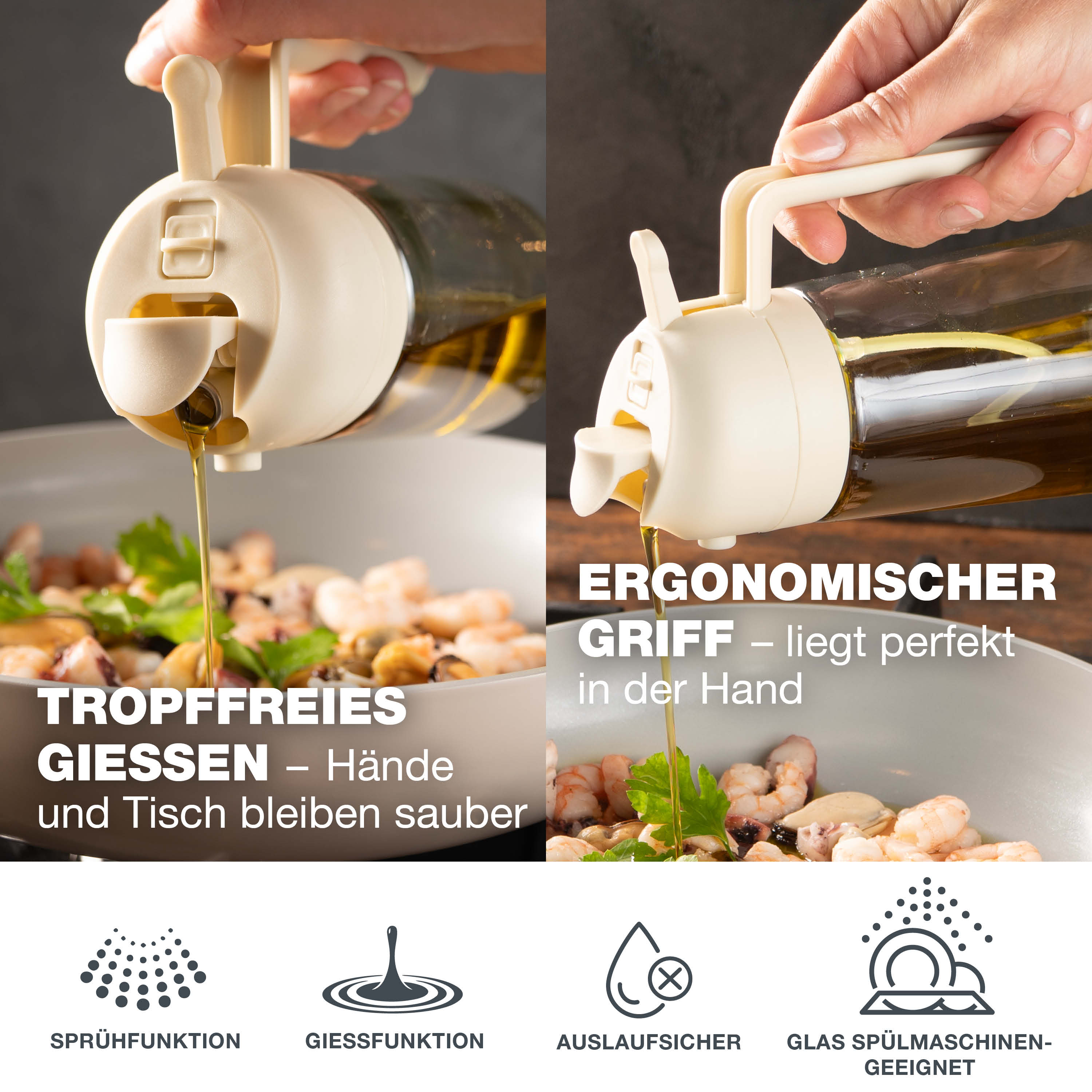 Ölsprüher Glas 470ml cream