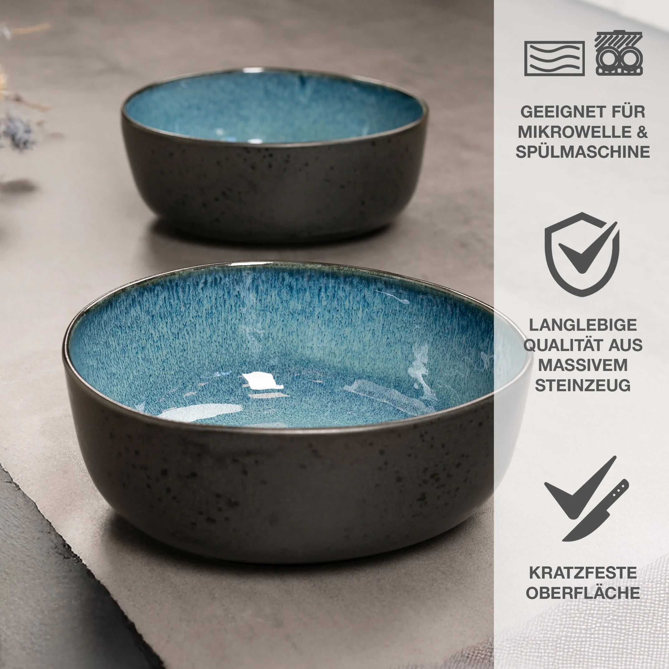 ORGANIC Servierschale 2-teilig Blau, vor weißem Hintergrund