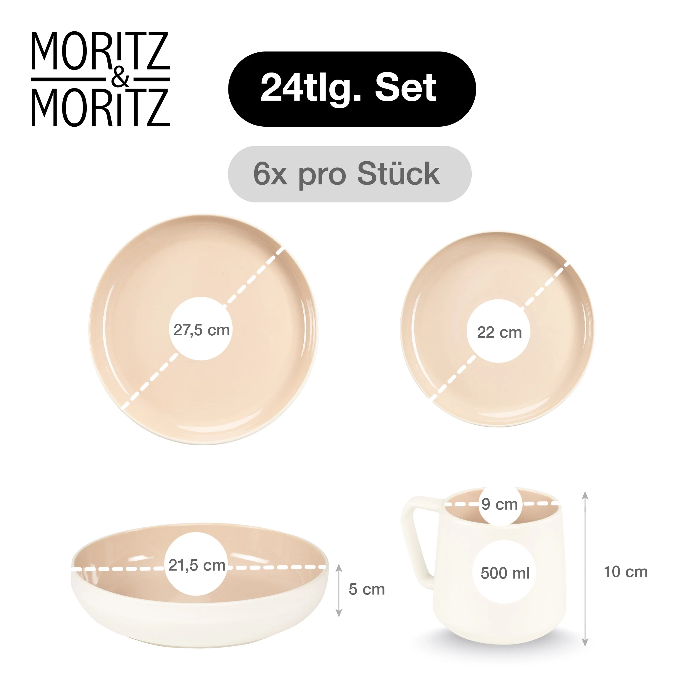 CAVO Geschirrset 24-teilig - Almond