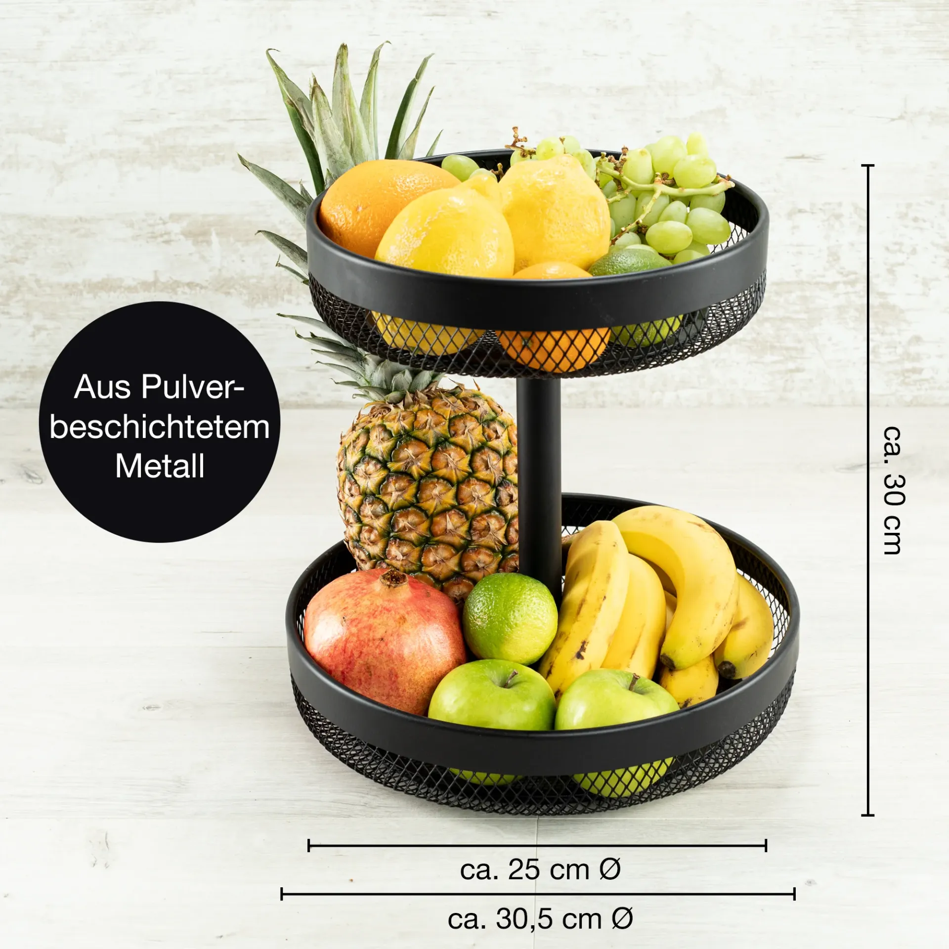 Obstkorb Etagere Schwarz Metall, Ansicht 2