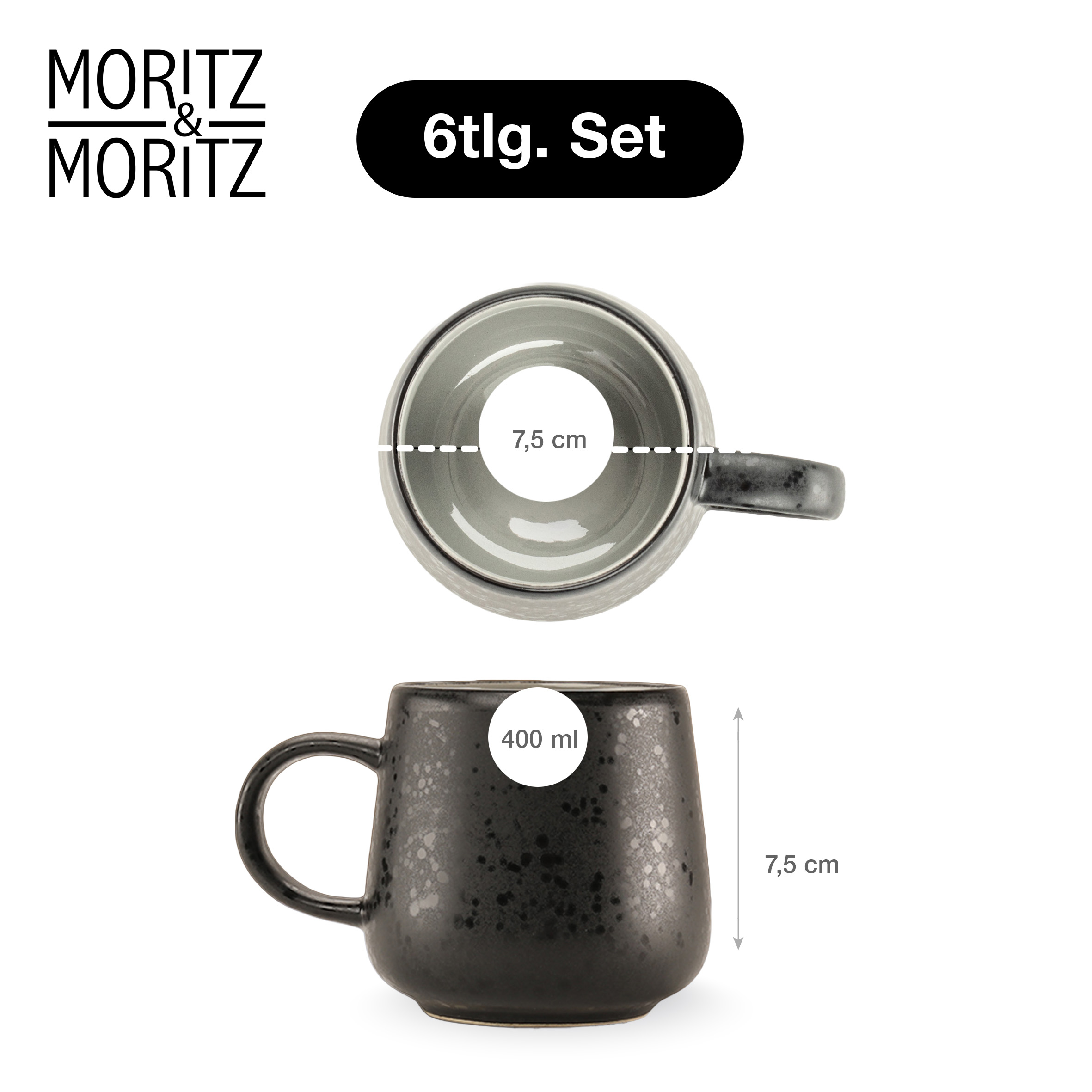 SOLID UNI Kaffee Tassen Set 6-teilig Creme