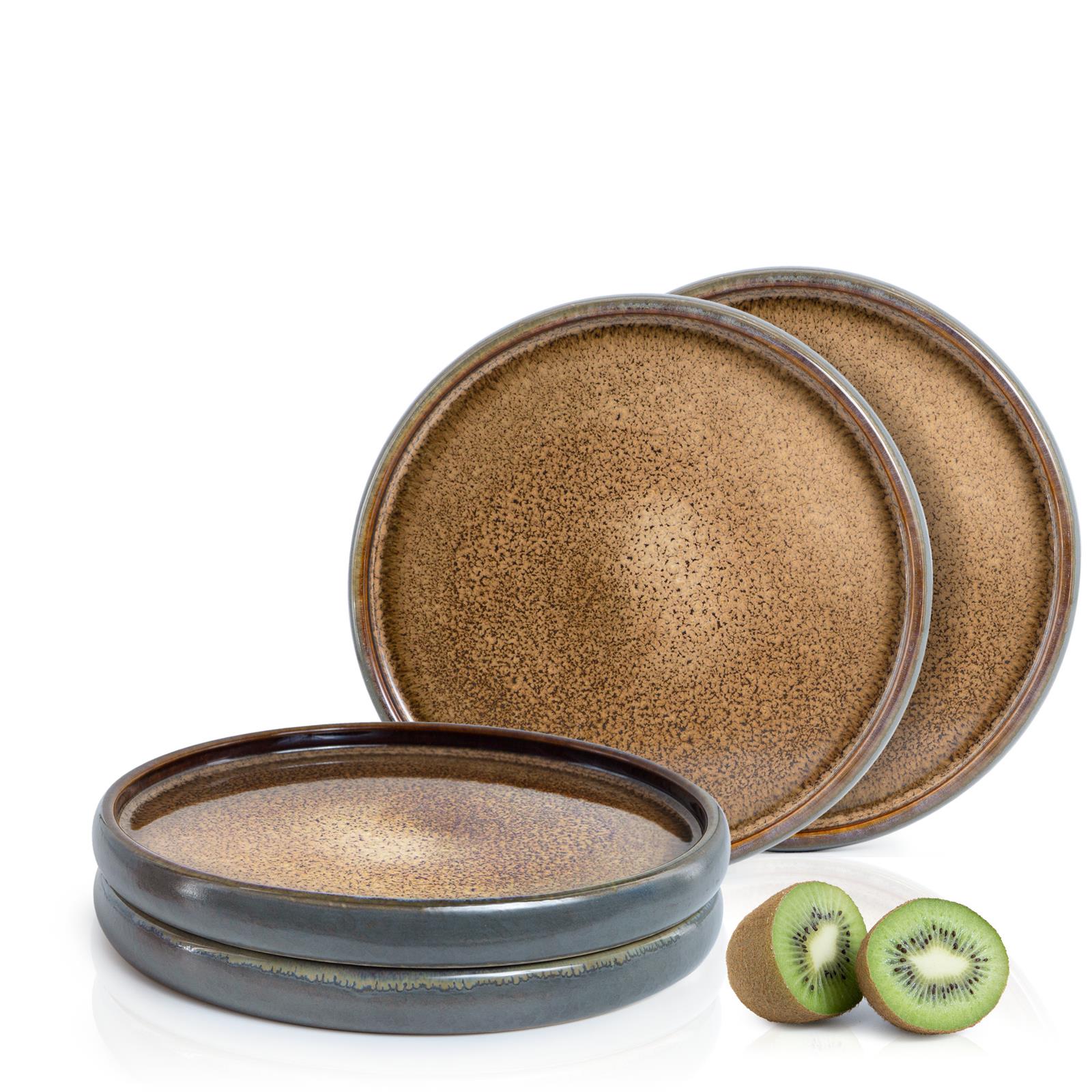 Gourmet Dessert Teller Set, 4-teilig, reaktiv, in Beige, präsentiert auf einem Tisch