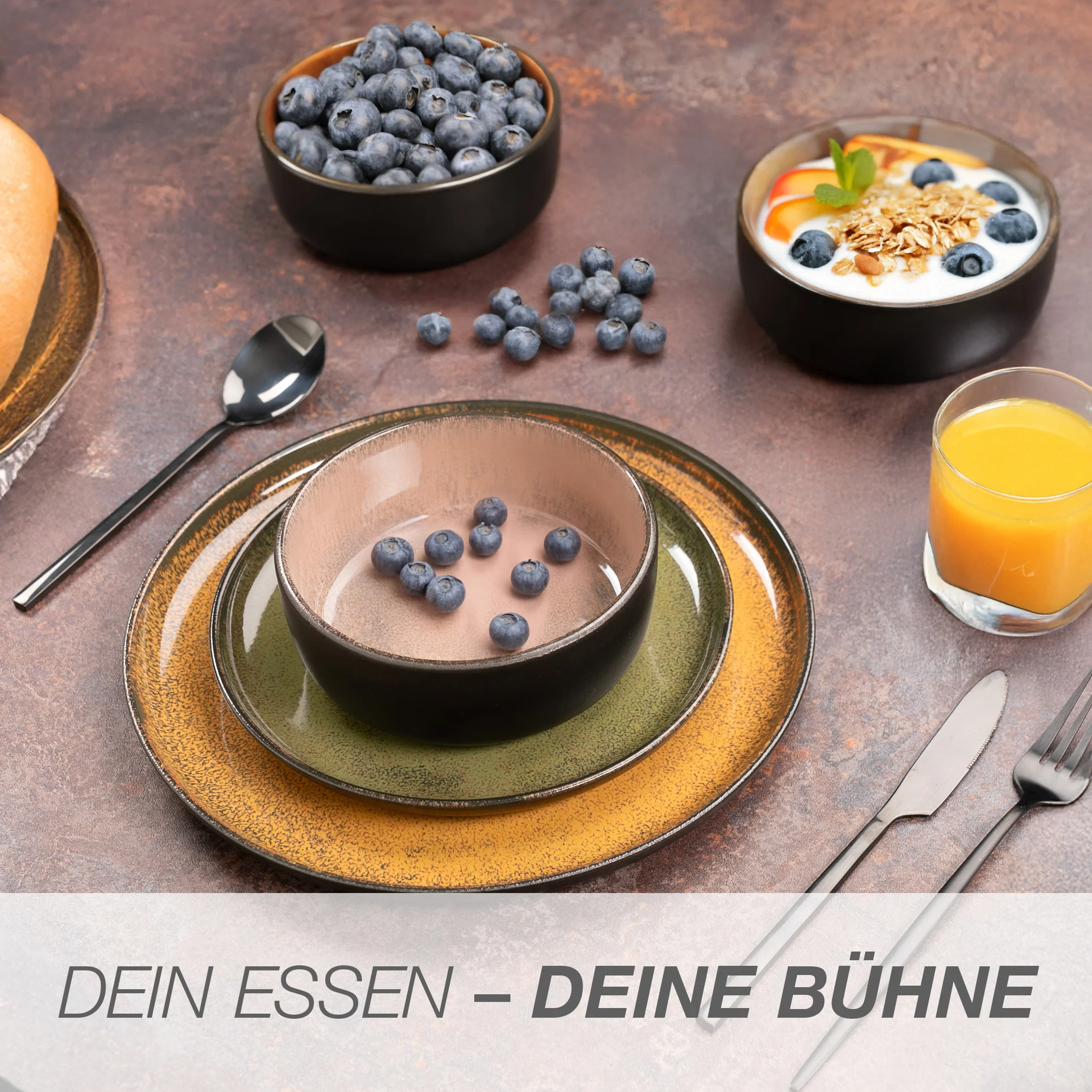 VIDA 6-teilig Müslibowl – Set Vintage, in der Hand gehalten