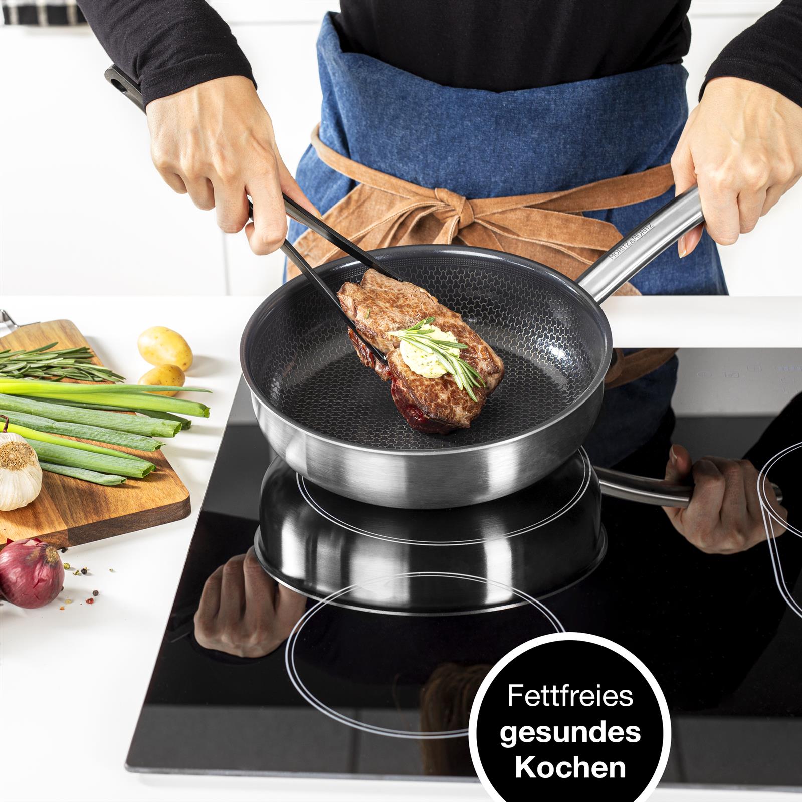 Pfanne mit geradem Rand, 24 cm Durchmesser, langlebige Antihaftbeschichtung für Kochergebnisse