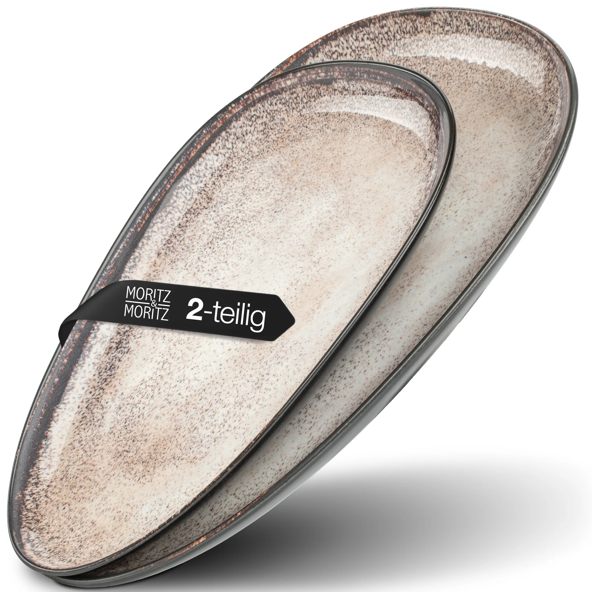 VIDA 2-teilig Servierteller Set Beige, schwarzer elektrischer Edelstahl-Dönergrill mit vertikalem Drehspieß, zwei