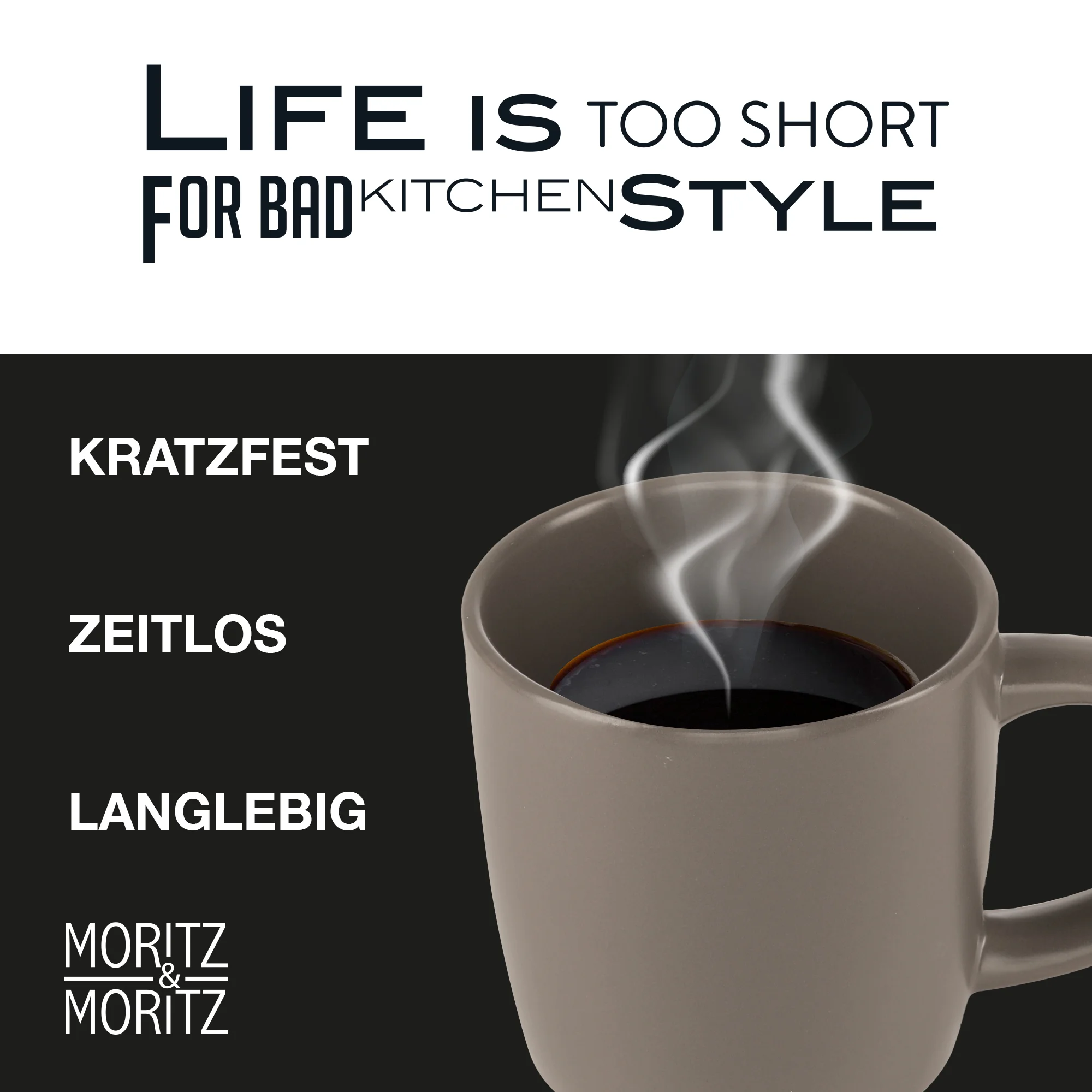 Sechsteiliges Set nordischer Kaffeetassen in Grau, bestehend aus sechs gleichen Tassen mit runder Form