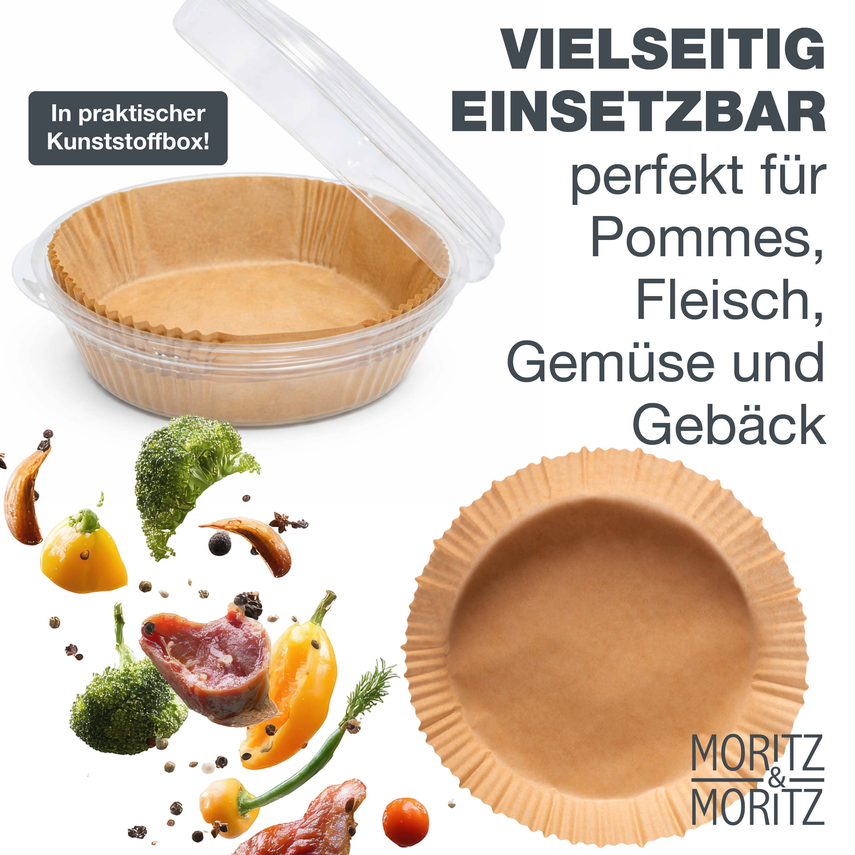 Airfryer Backpapier Rund Ø 20 cm (unten 20 cm, oben 24 cm)