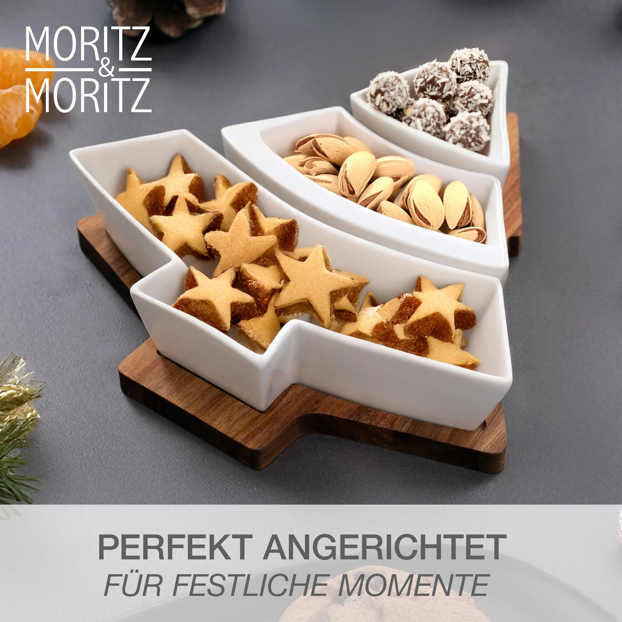 Servierschalen Set Tannenbaum 4-teilig, Nahaufnahme der Oberfläche