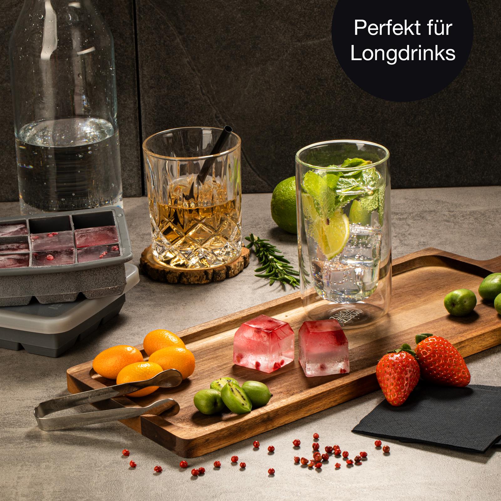 Eiswürfelform Set mit Deckel - 9 Stück Eiskugeln von Moritz & Moritz Eiswürfelform von Moritz & Moritz mit 9 eckigen Fächern und Deckel, 2er Set für die Zubereitung von Eiswürfeln in der Küche